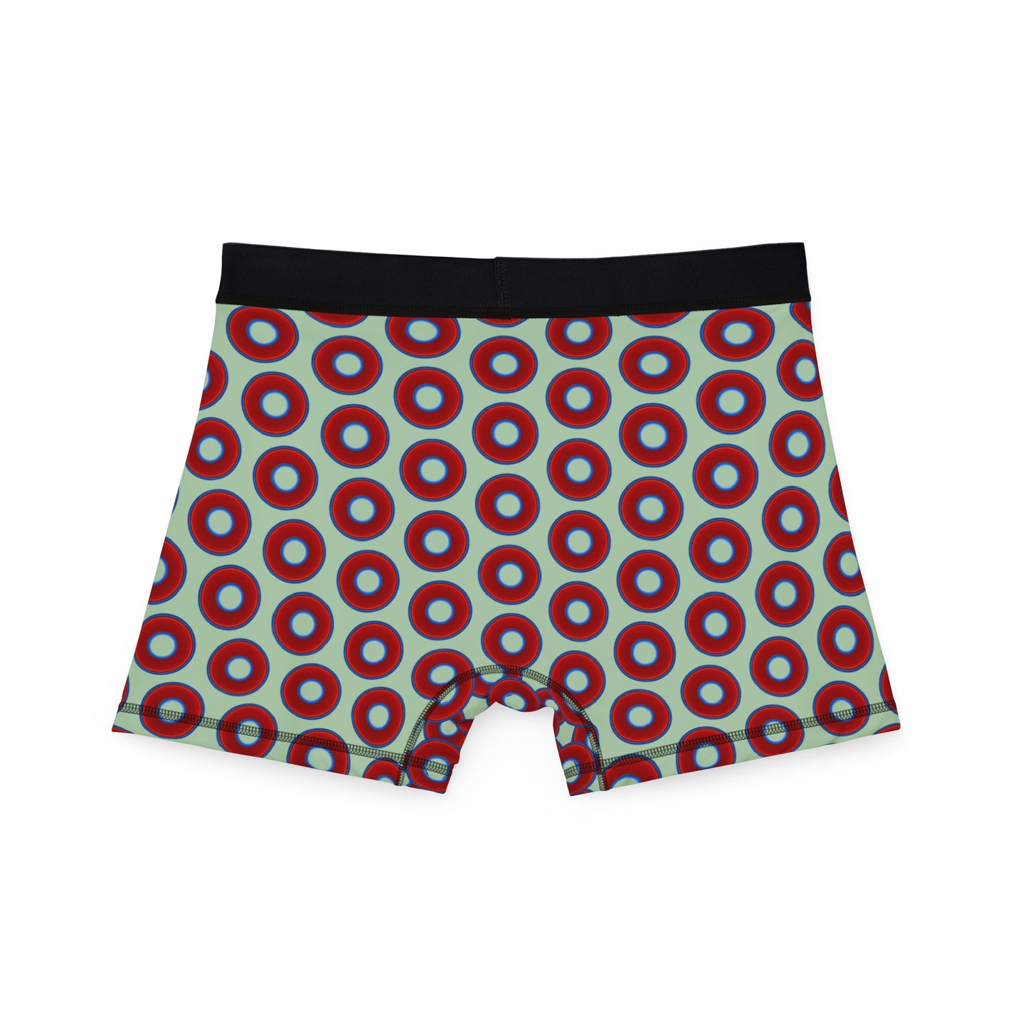 Men's Donut Boxers - red vivid donuts w/seafoam background
