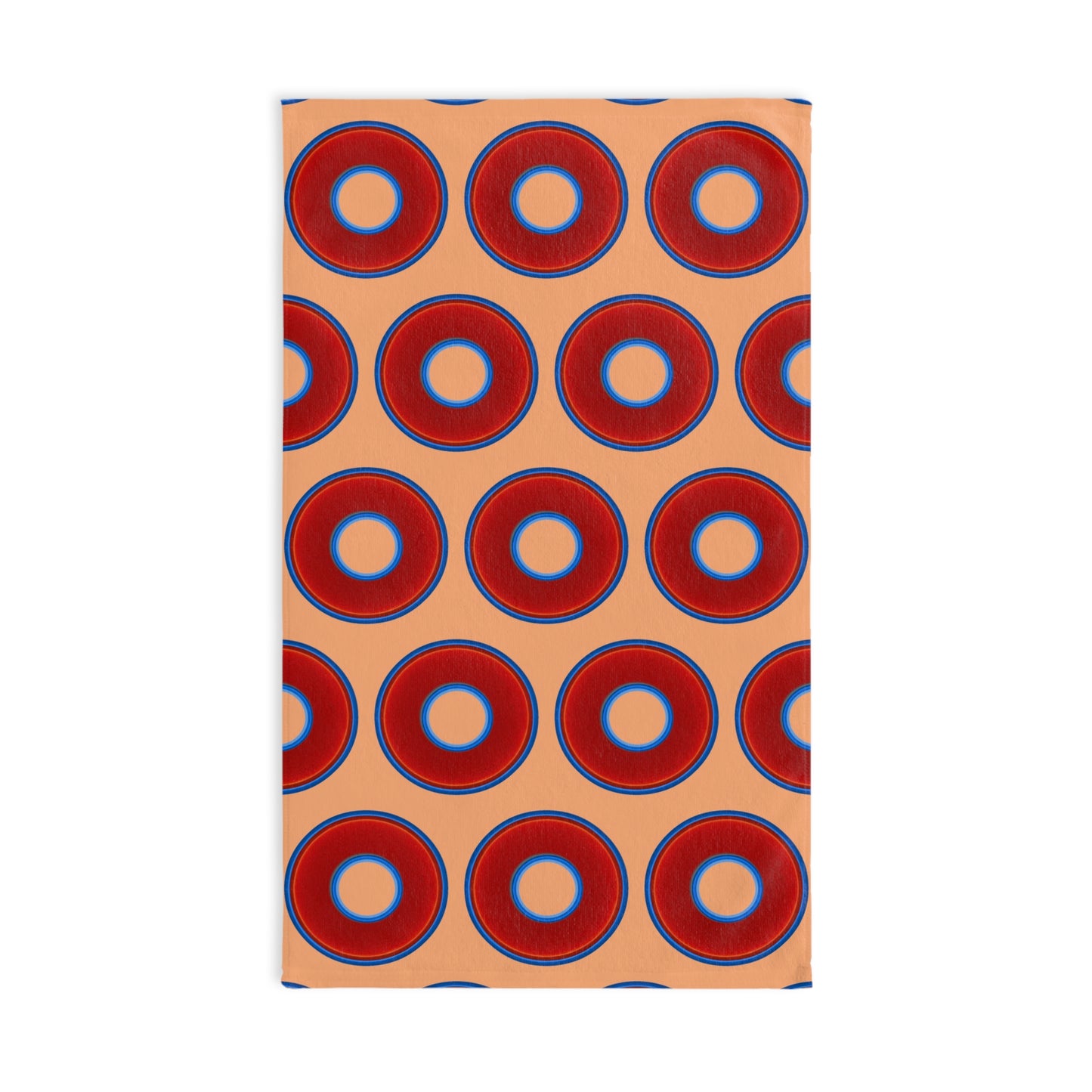 Lumpy Kitchen/Hand Towels - vivid red donuts w/peach background
