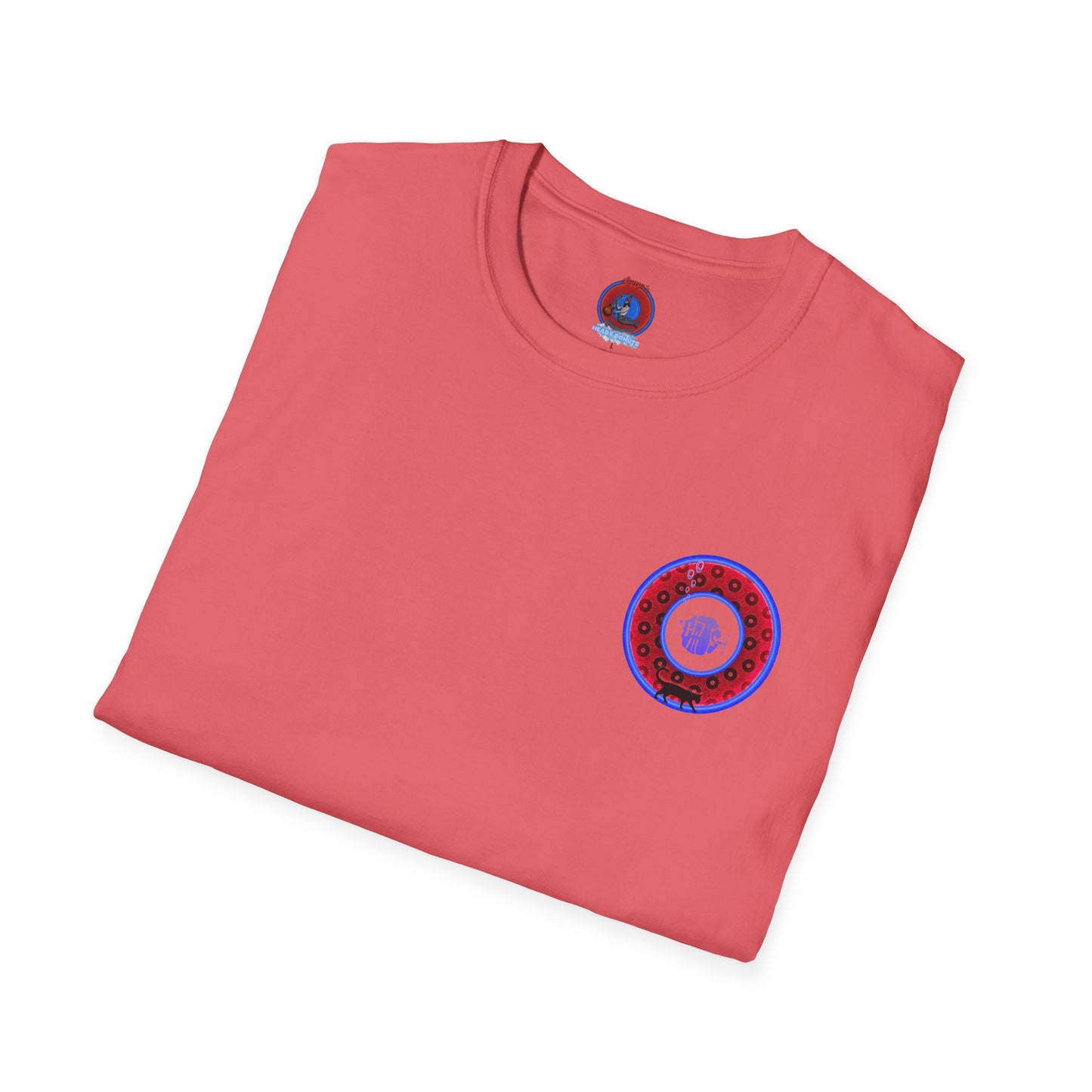 Classic Donut Tee - Unisex Soft-Style - "Cats: The Donut" - paradoxical red/blue widemouthed donut - variant 3