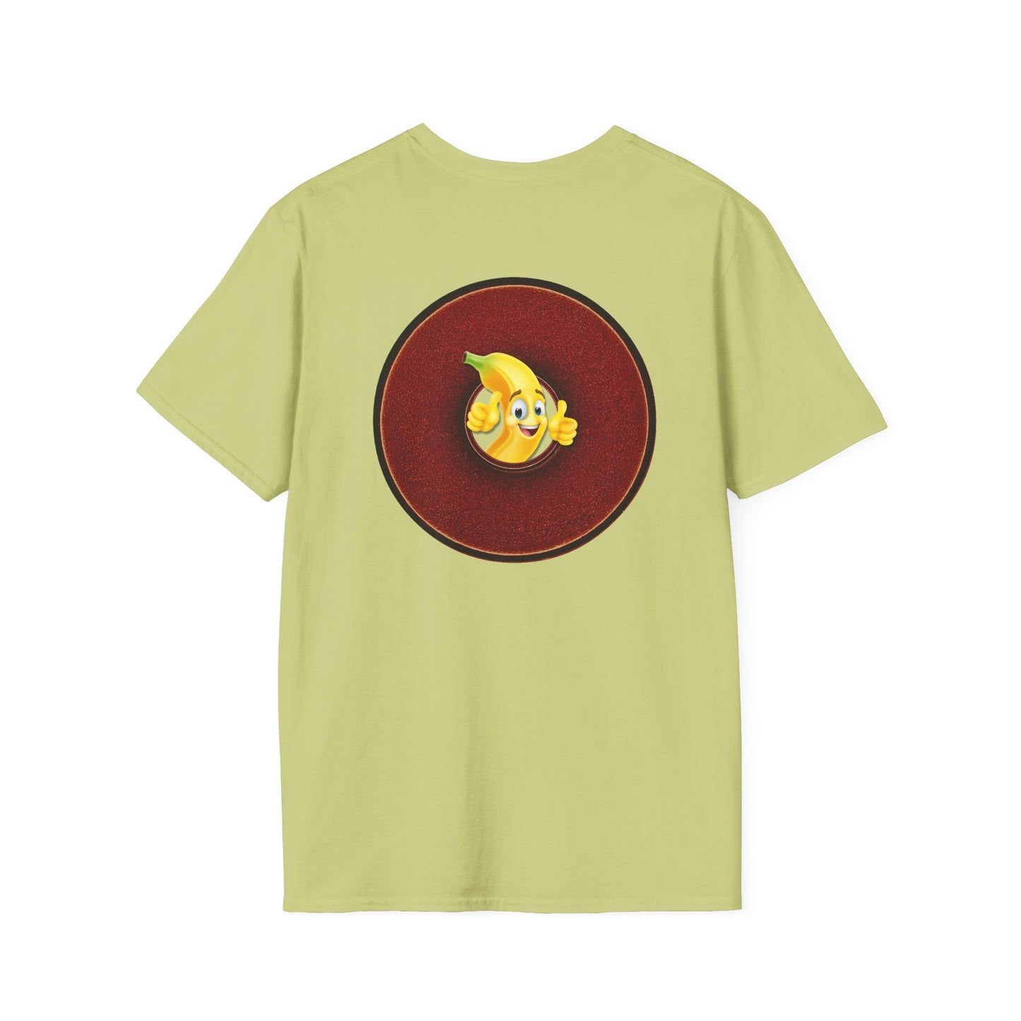 Classic Donut Tee - Unisex Soft-Style - "Dis sheet, it's bananas!" - series 1.0 - variant 4- dark red donut