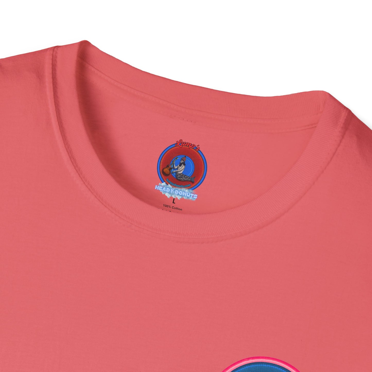 Classic Donut Tee - Unisex Soft-Style - "My Friend the Donut " - series 1.0  - variant 2 - blue/pink donut