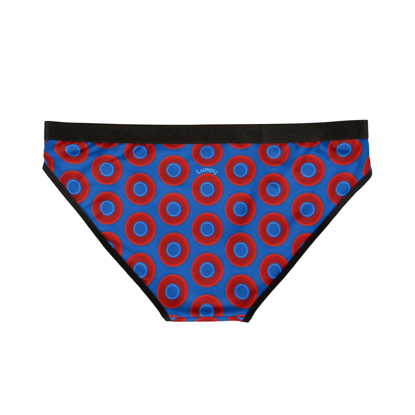 Lumpy Donut Underwear - vivid red donut print w/medium royal blue background
