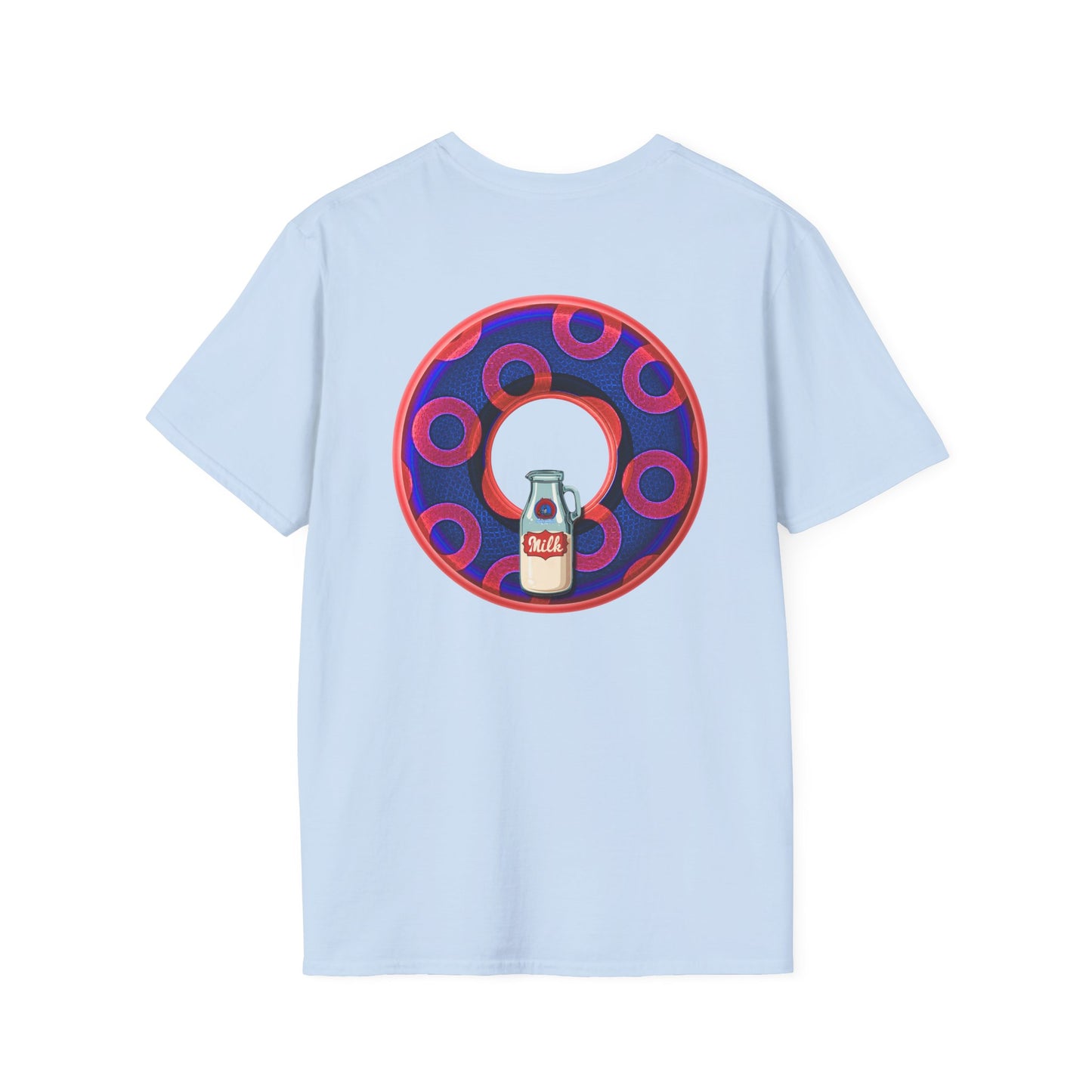 Classic Donut Tee - Unisex Soft-Style - "Wooked Cream - YEMSG Donut " - dark electric blue/red rustic paradox donut - variant 2
