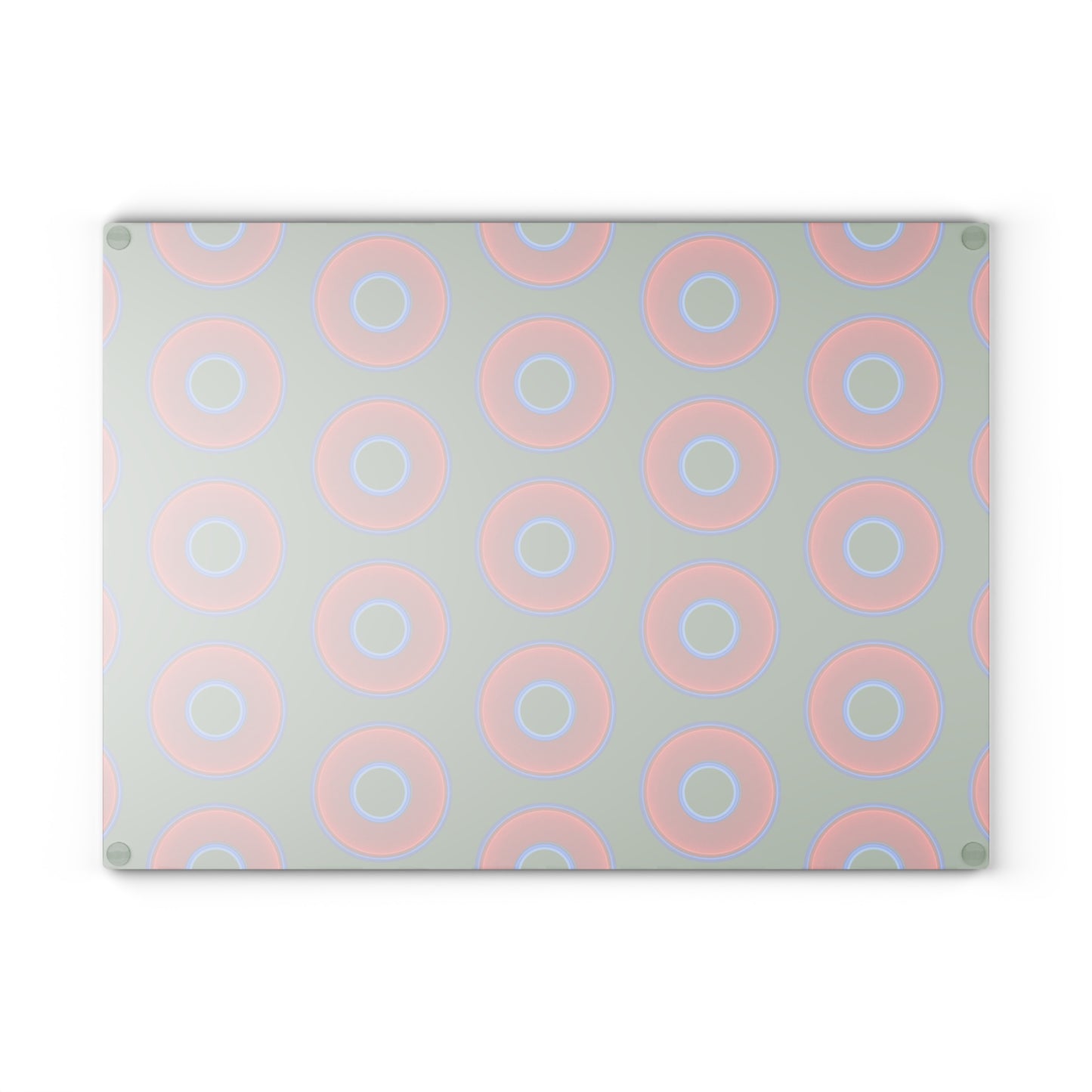 My Friend's Cutting Board - vivid red donuts w/dark green background