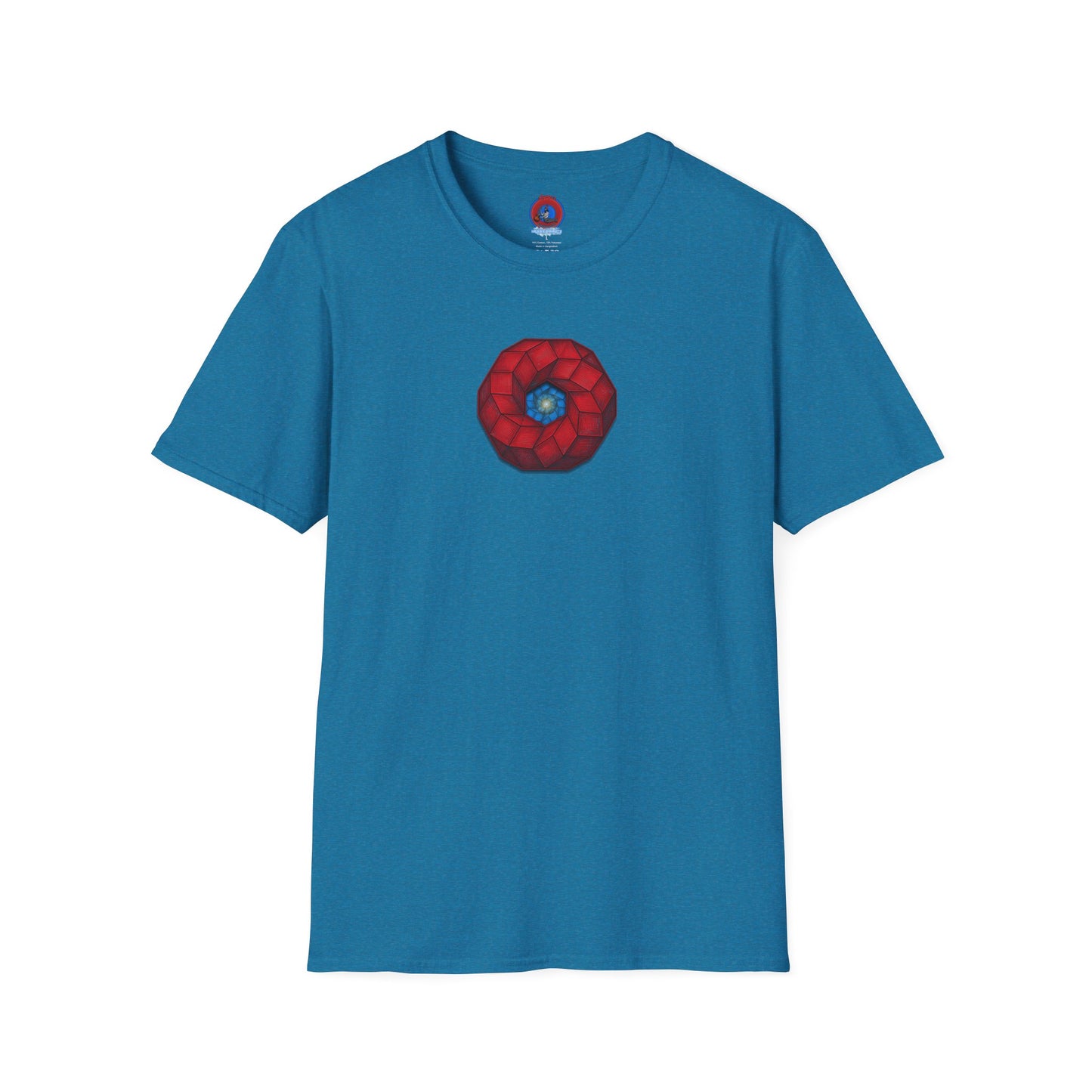 Classic Donut Tee - Unisex Soft-Style - "The 9th Donut" - rustic red/blue cubed donut - variant 1