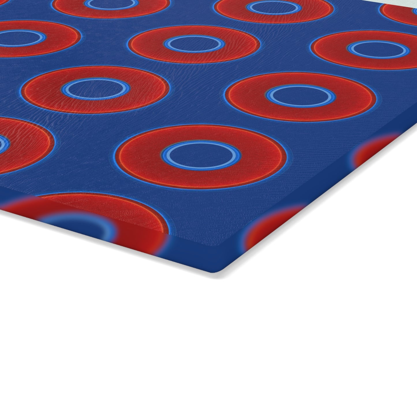 My Friend's Cutting Board - vivid red donuts w/dark blue background
