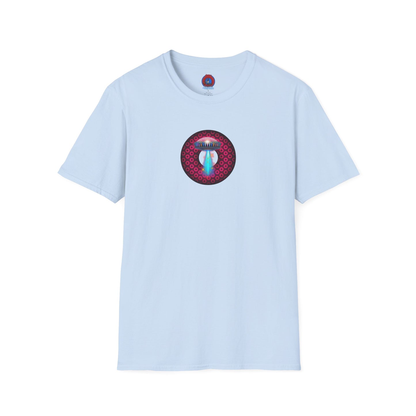 Classic Donut Tee - Unisex Soft-Style - "Donuts now Served on the Mothership" - series 1.0  - variant 2  - red/red paradoxical donut