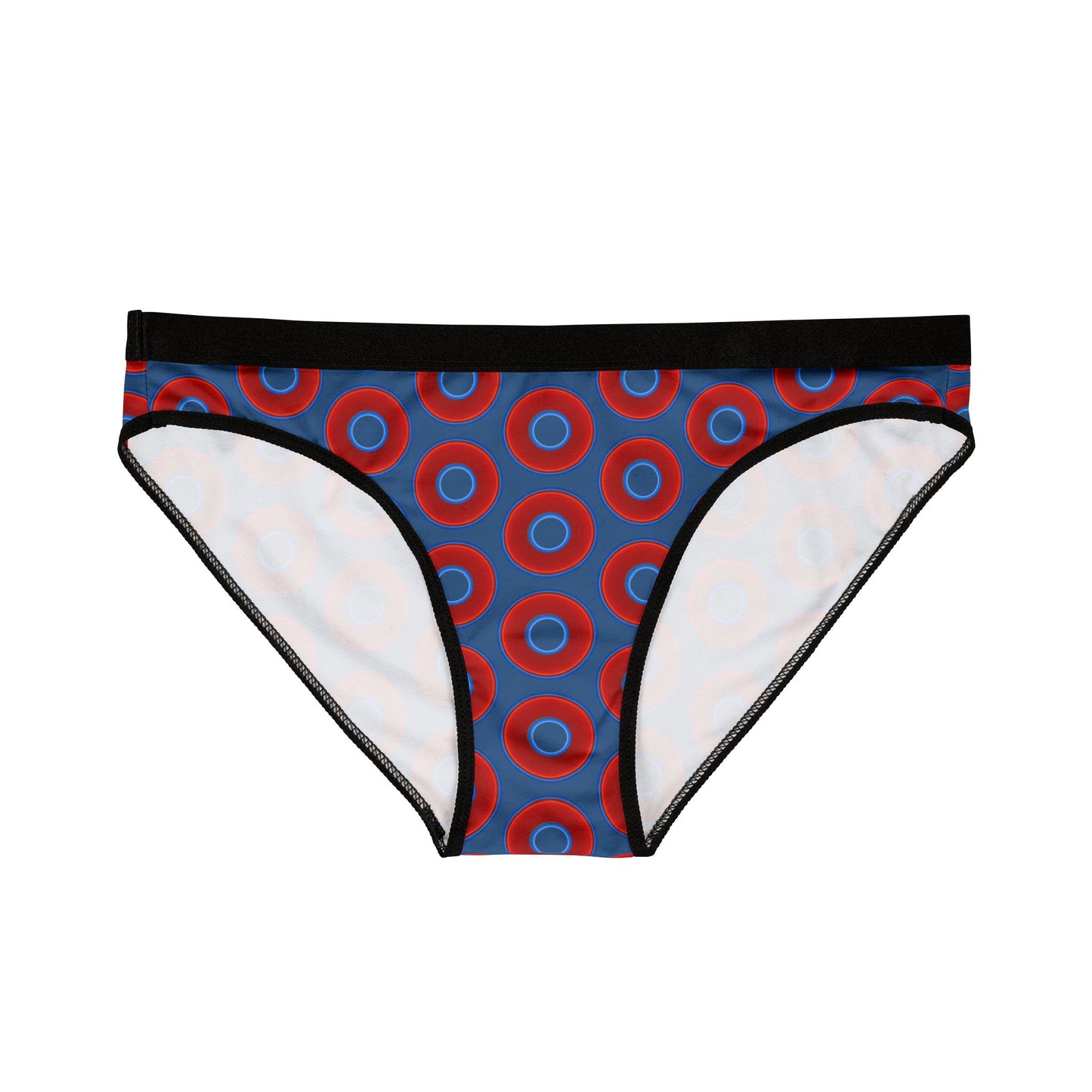 Lumpy Donut Underwear - vivid red donut print w/light navy blue background