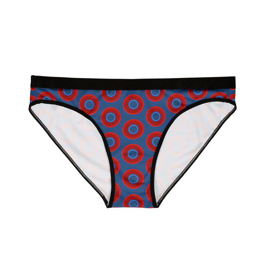 Lumpy Donut Underwear - vivid red donut print w/light navy blue background