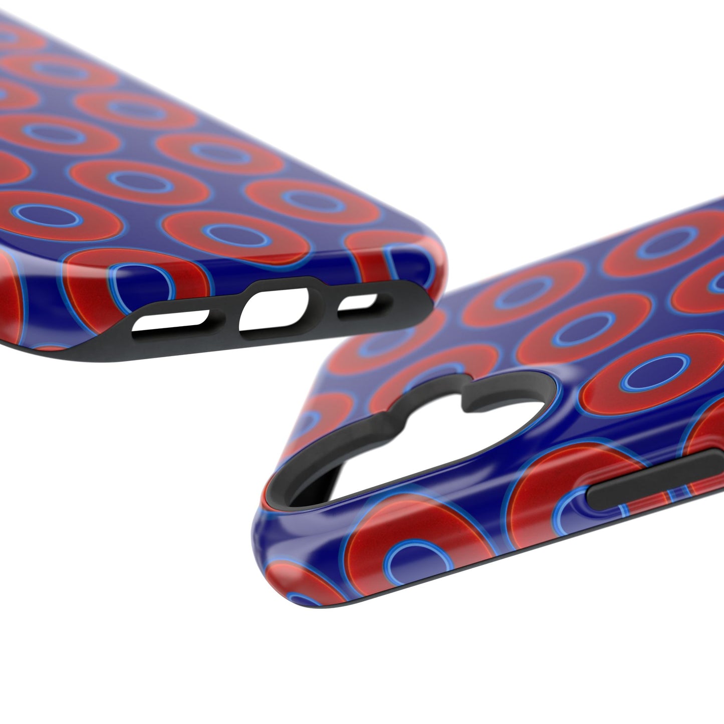 Magnetic Tough Donut Case - red vivid donut print w/vivid navy blue background
