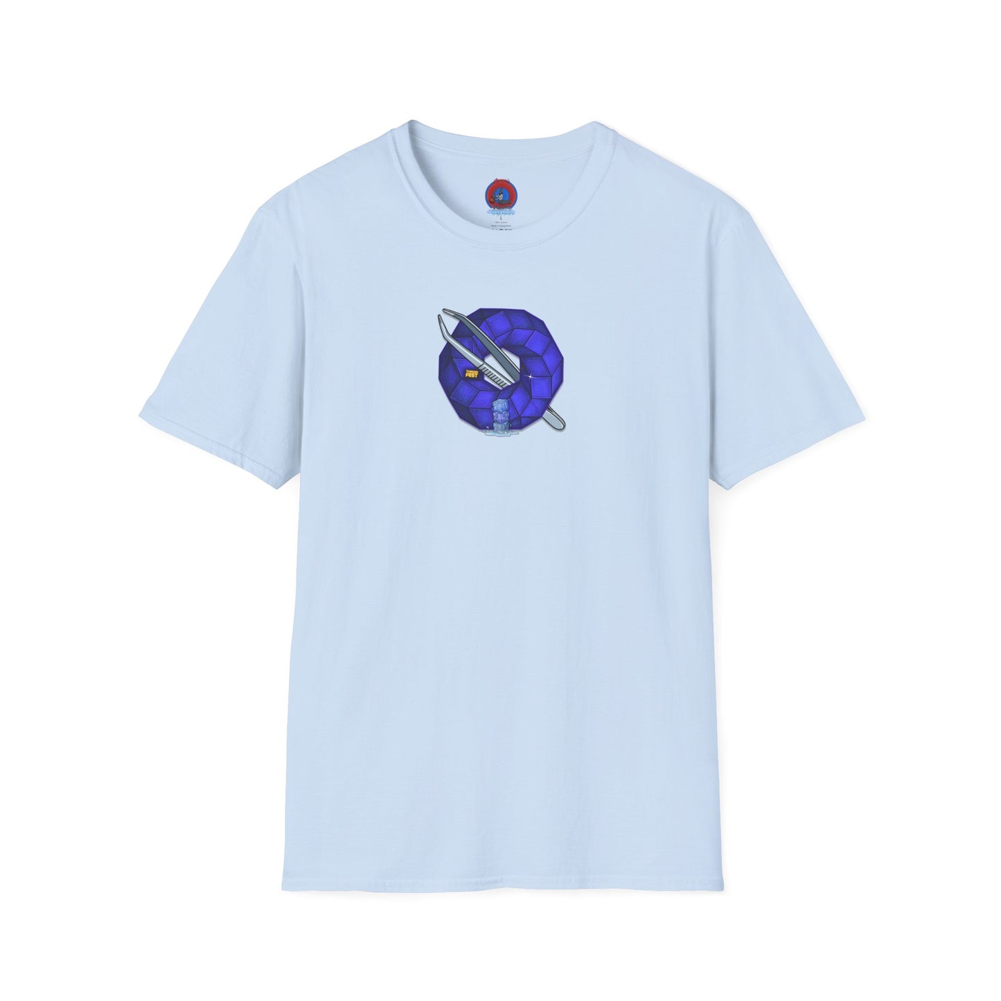 Classic Donut Tee - Unisex Soft-Style - "The Teasing Donut" - rustic dark royal blue cubed donut