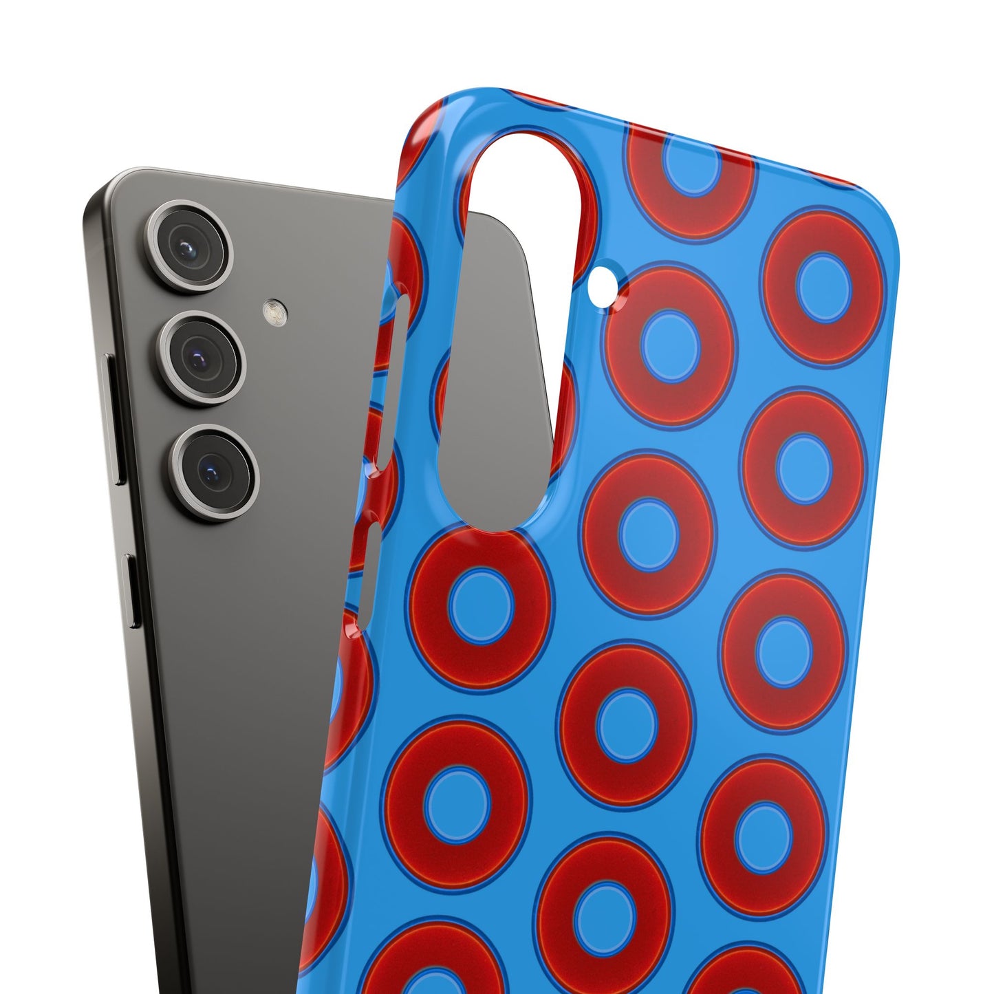 Lumpy Donut Snap Case - red vivid donut print w/sky royal blue background