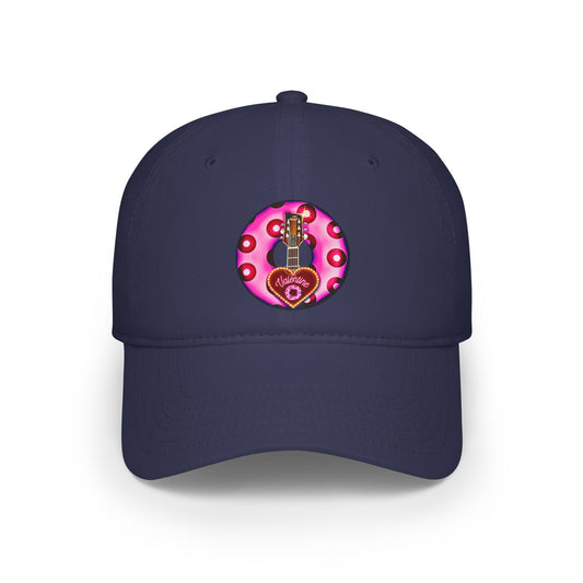 Lumpy Donut Baseball Cap - "Would You Be My Donut?" - paradoxical bright magenta/red blimpy donut w/ - variant 2