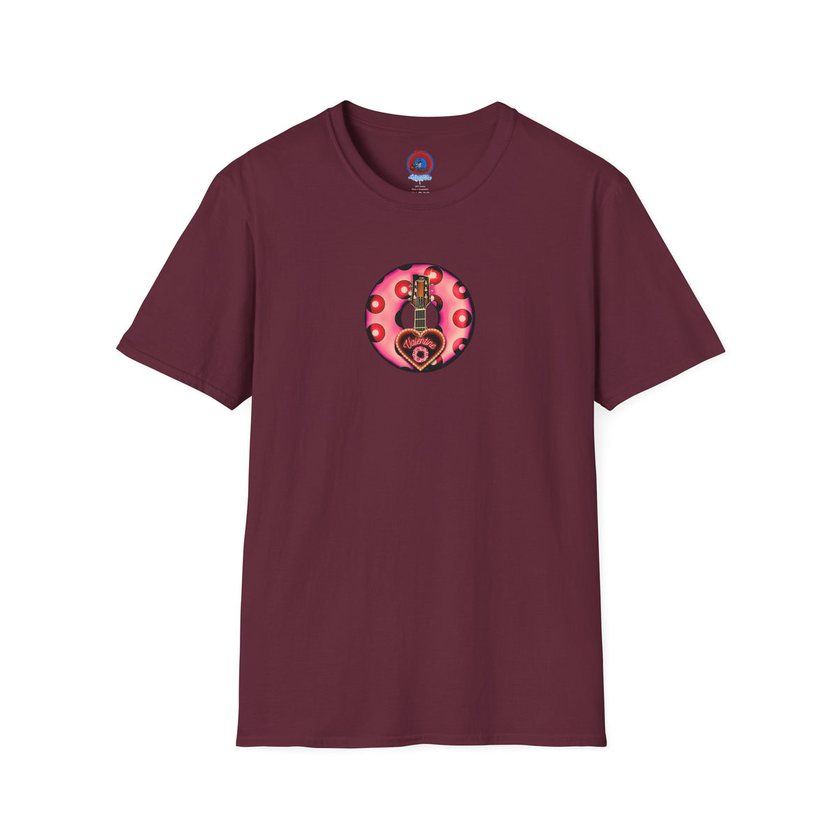 Classic Donut Tee - Unisex Soft-Style - "Would You Be My Donut?" - paradoxical faded magenta/red donut - variant 1