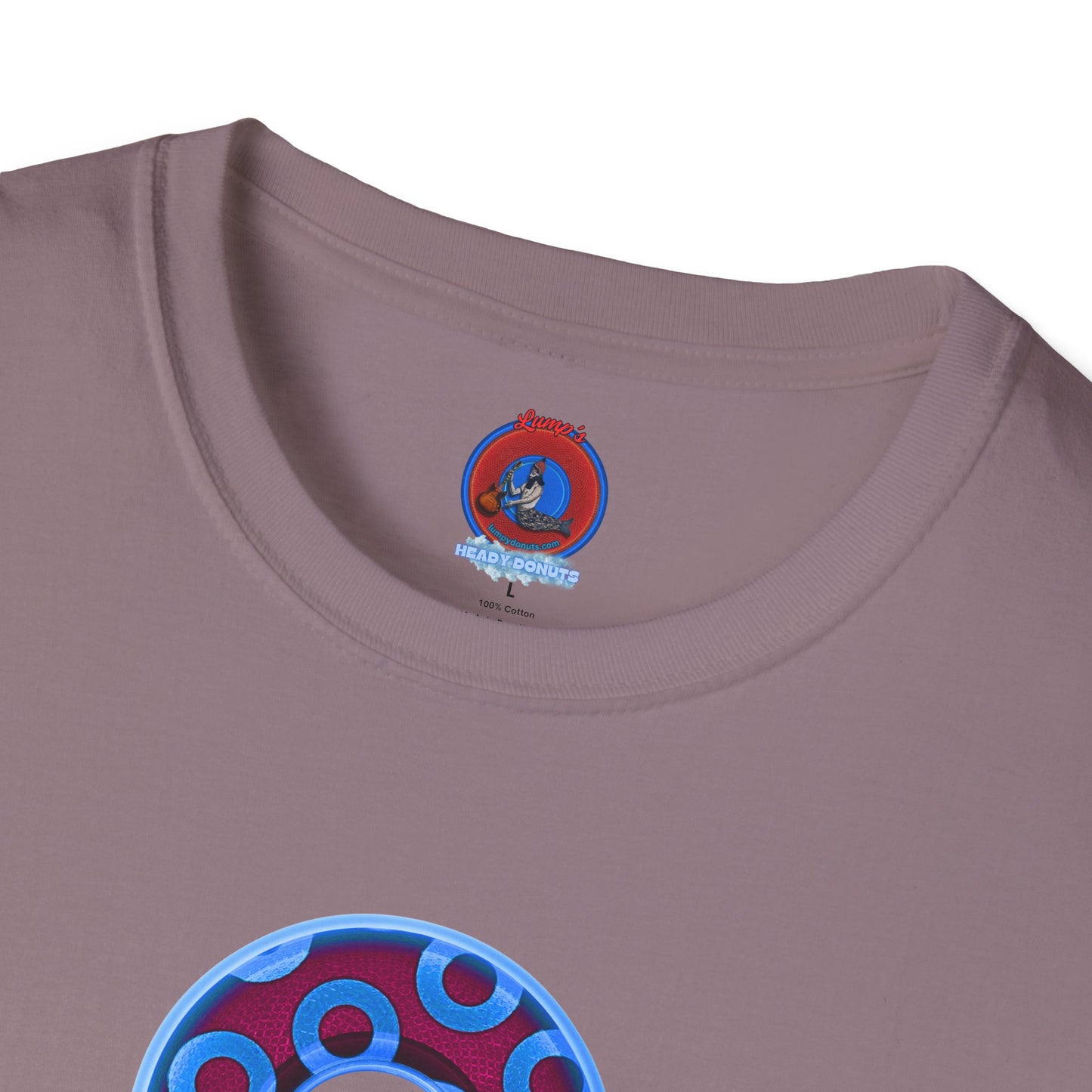 Plain Donuts/Unisex Soft-Style - "Plain Rustic Paradoxical Donuts" - light blue/burgundy donuts