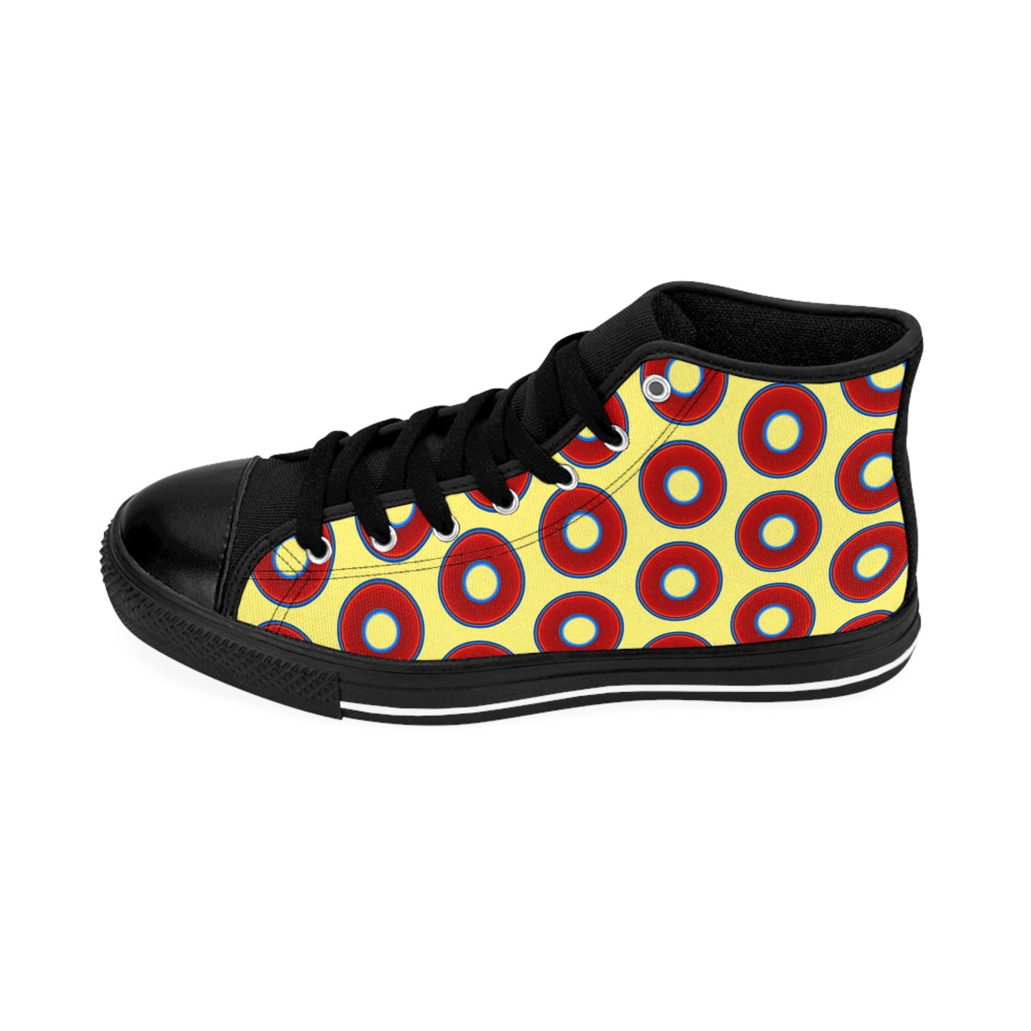 Cushiony Convectors - High Tops - red vivid donuts w/yellow background