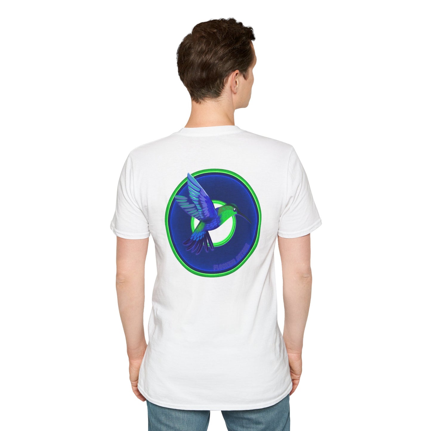 Classic Donut Tee - Unisex Soft-Style - "Invitation for Donuts & Tea" - vivid blue/green donut