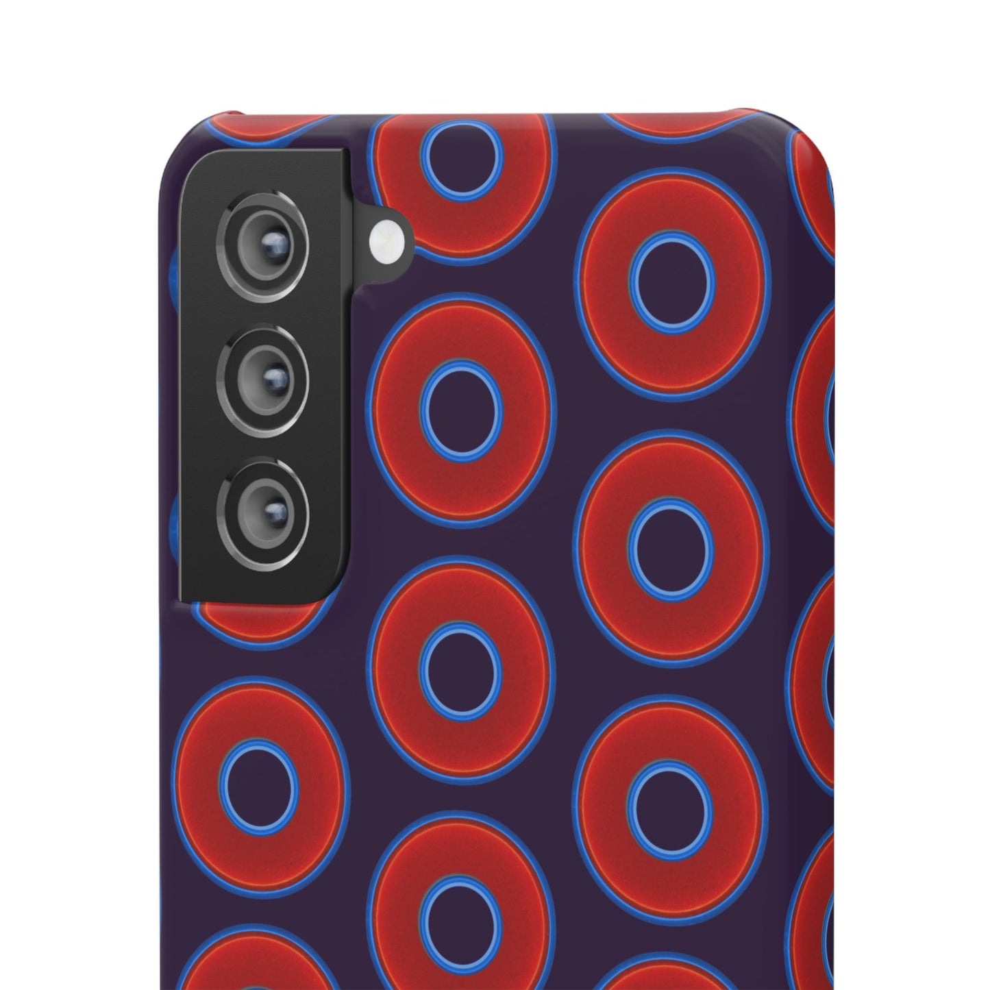 Lumpy Donut Snap Case - red vivid donut print w/midnight purple background