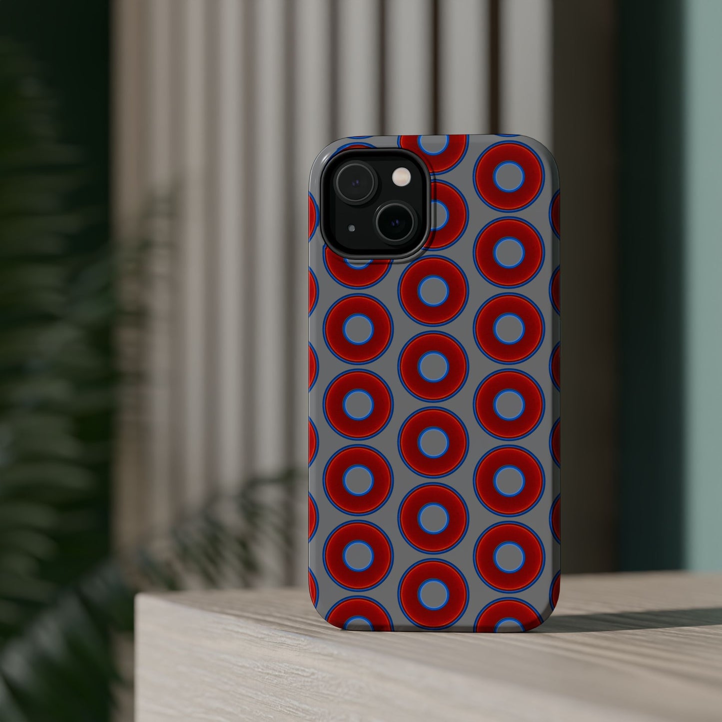 Magnetic Tough Donut Case - red vivid donut print w/gray background