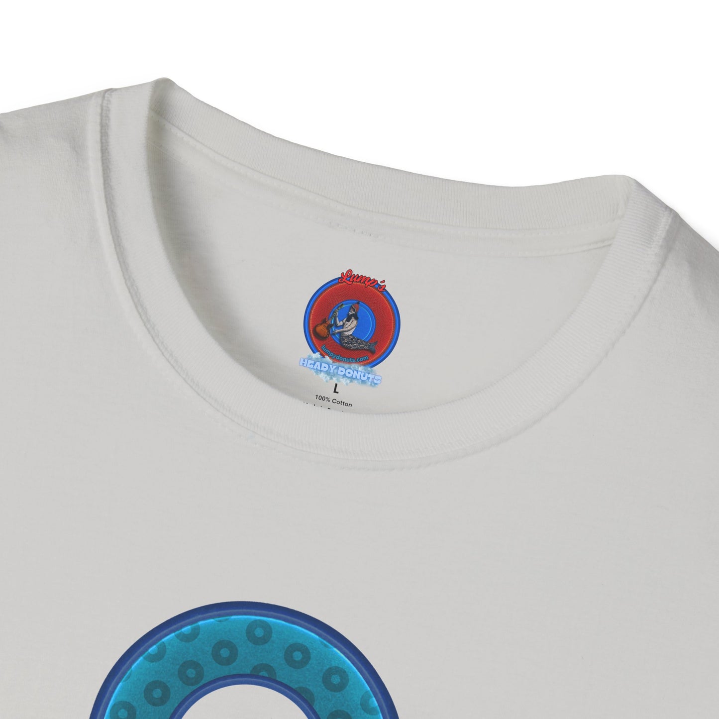 Plain Donuts/Unisex Soft-Style - "Plain Wide Mouthed Paradoxical Donuts" - aquamarine/dark blue donuts