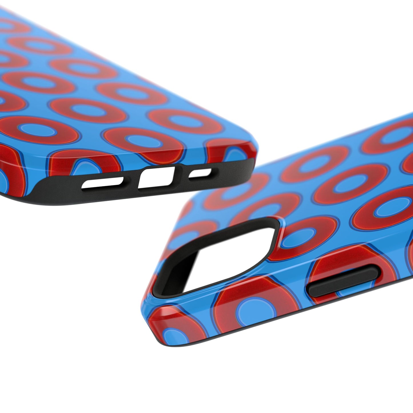 Impact-Resistant Lumpy Donut Case - red vivid donut print w/sky royal blue background