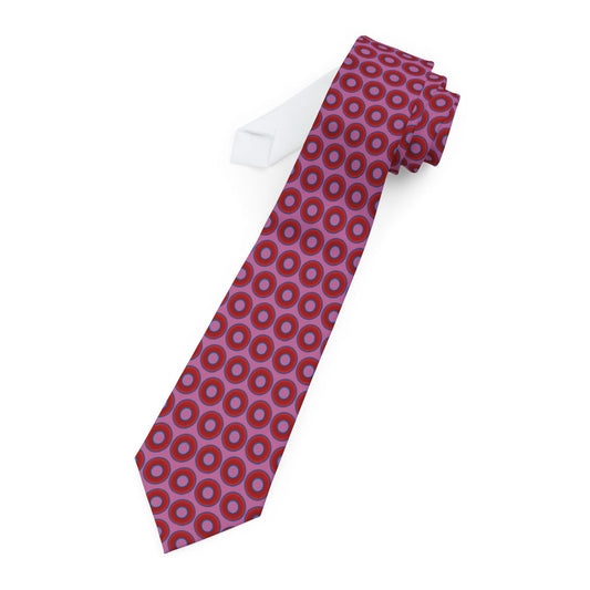 The Lumpy Necktie - vivid red donut print w/pink background