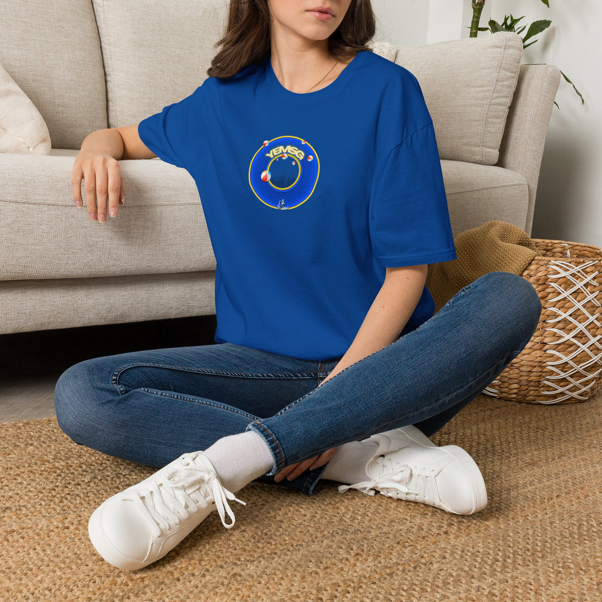 Donut Tee - Unisex Soft-Style - "The Donut's Secret Ingredient? MSG" - vivid blue/yellow donut - variant 2