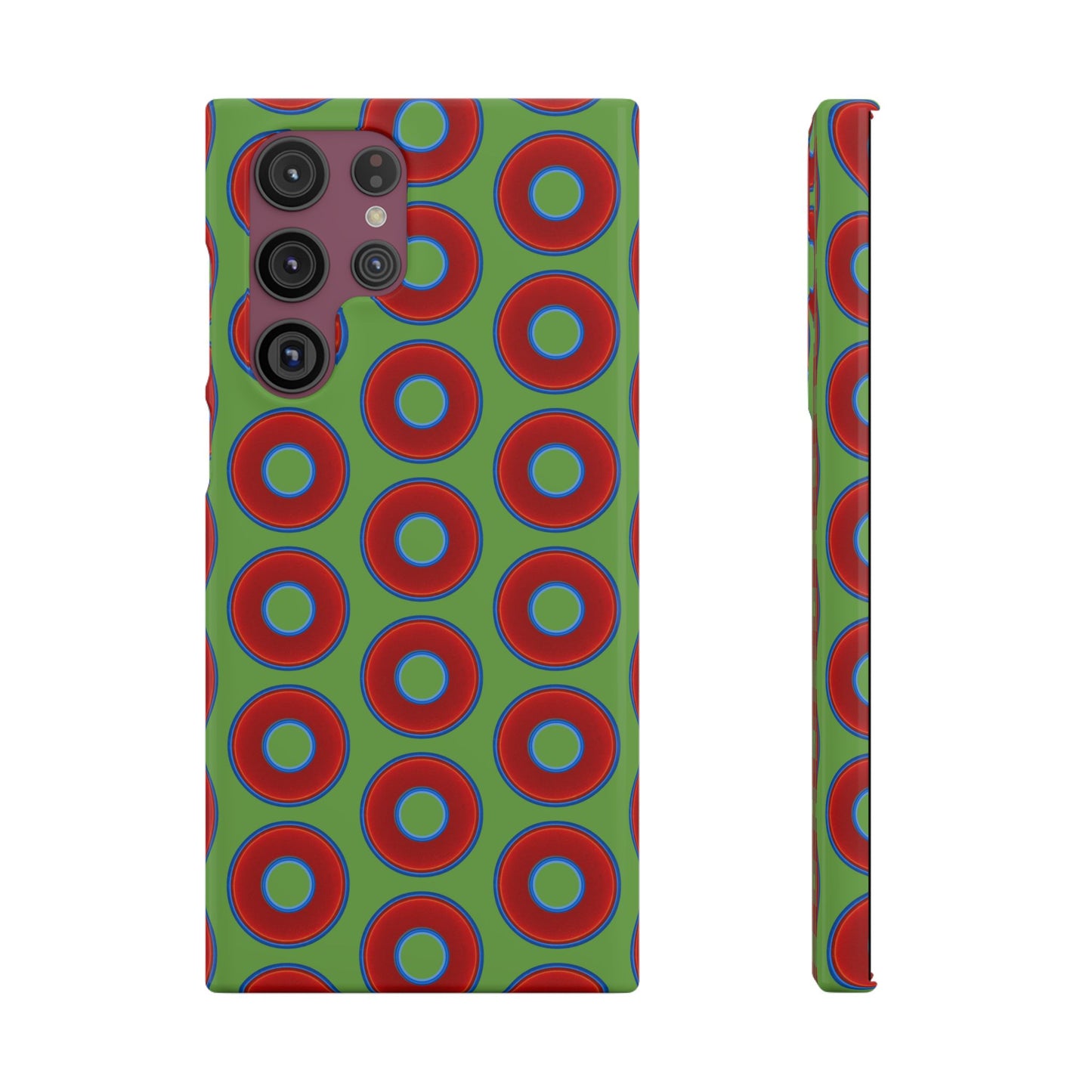 <Lumpy Donut Snap Case - red vivid donut print w/light green background