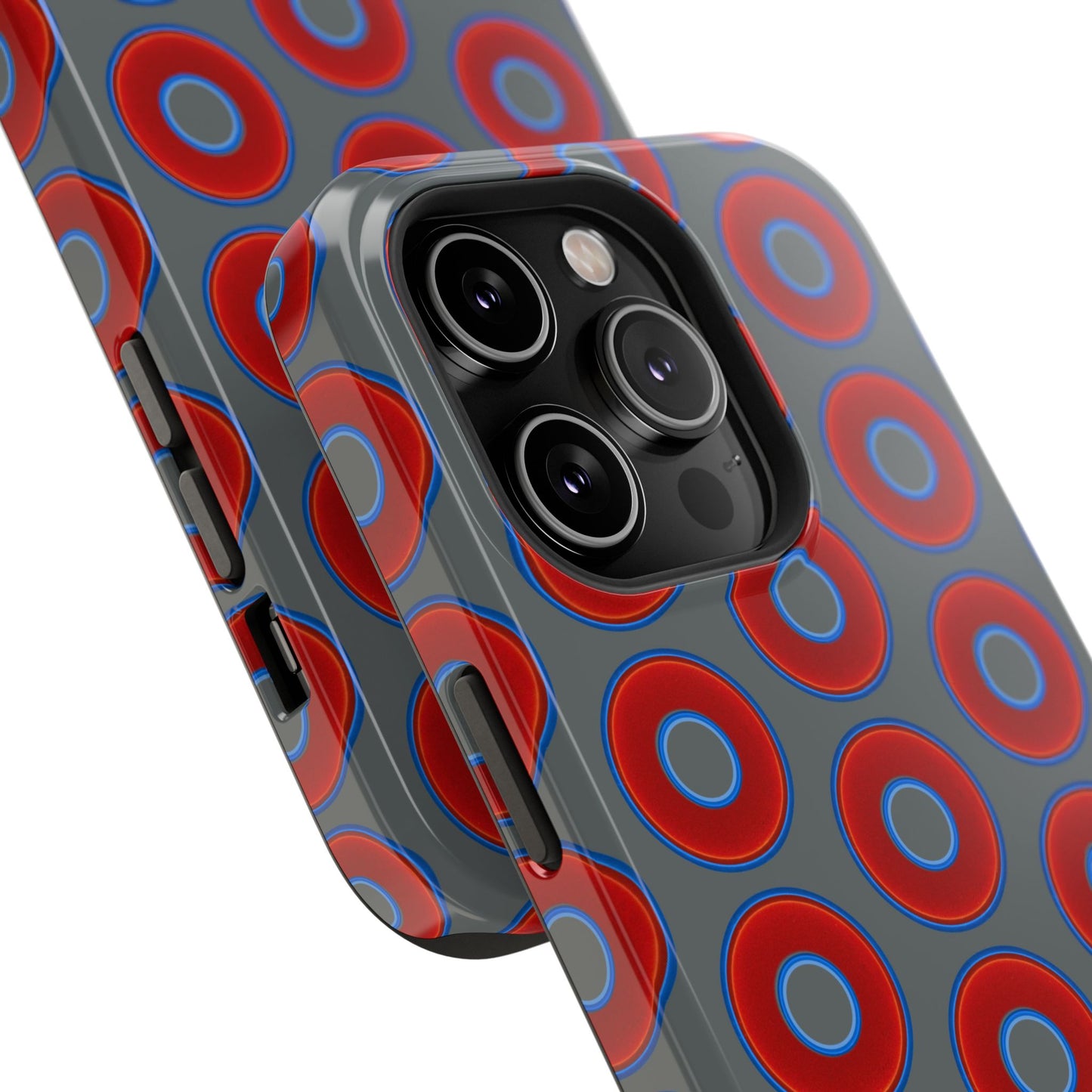 Impact-Resistant Lumpy Donut Case - red vivid donut print w/dark gray background