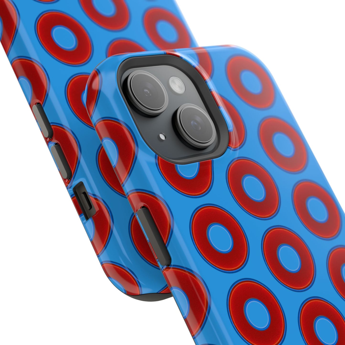 Impact-Resistant Lumpy Donut Case - red vivid donut print w/sky royal blue background