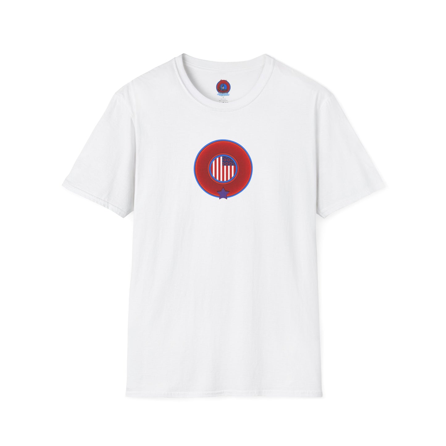 Classic Donut Tee - Unisex Soft-Style - "One Indivisible Donut" - vivid red phreedom donut - w/star - variant 2