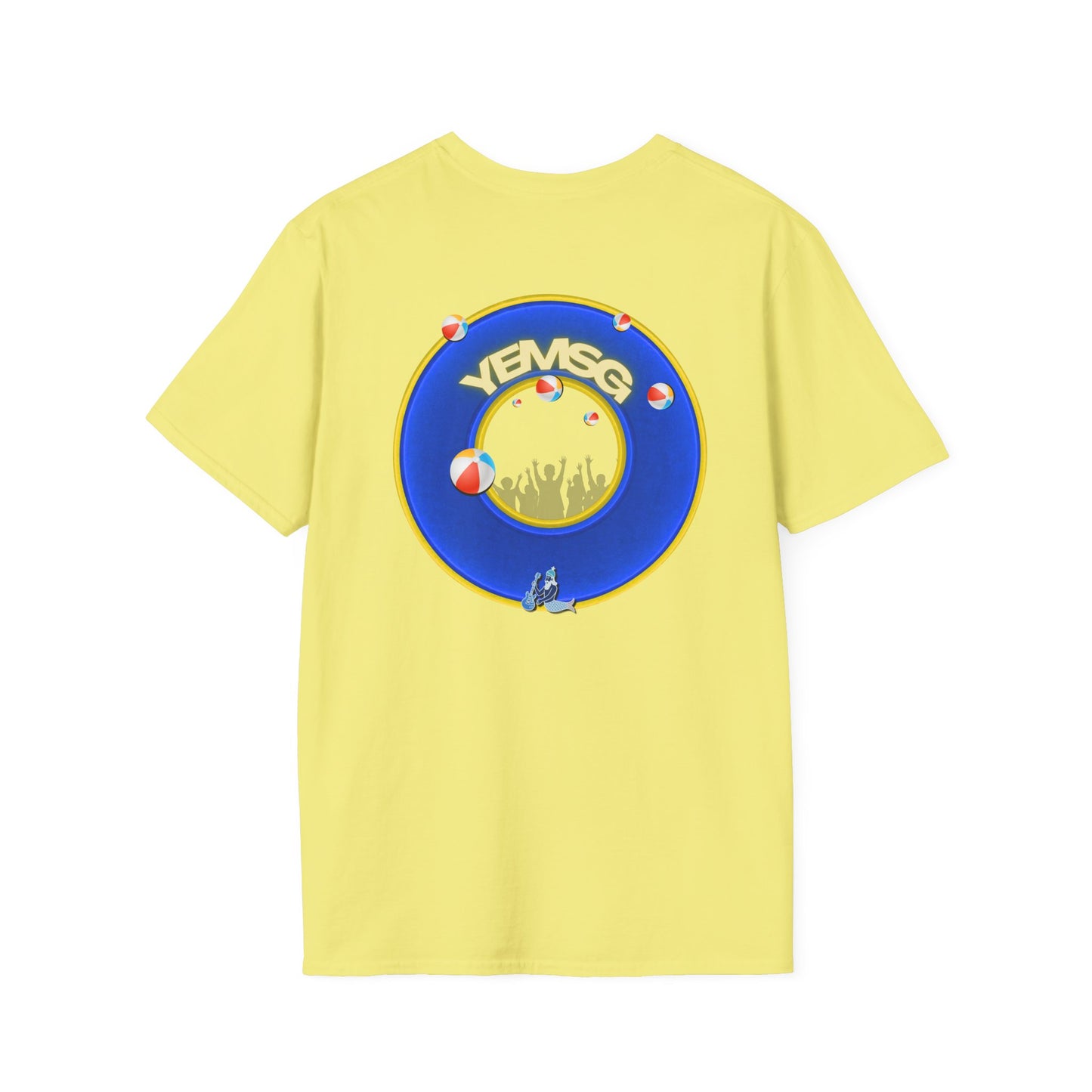Donut Tee - Unisex Soft-Style - "The Donut's Secret Ingredient? MSG" - vivid blue/yellow donut - variant 2