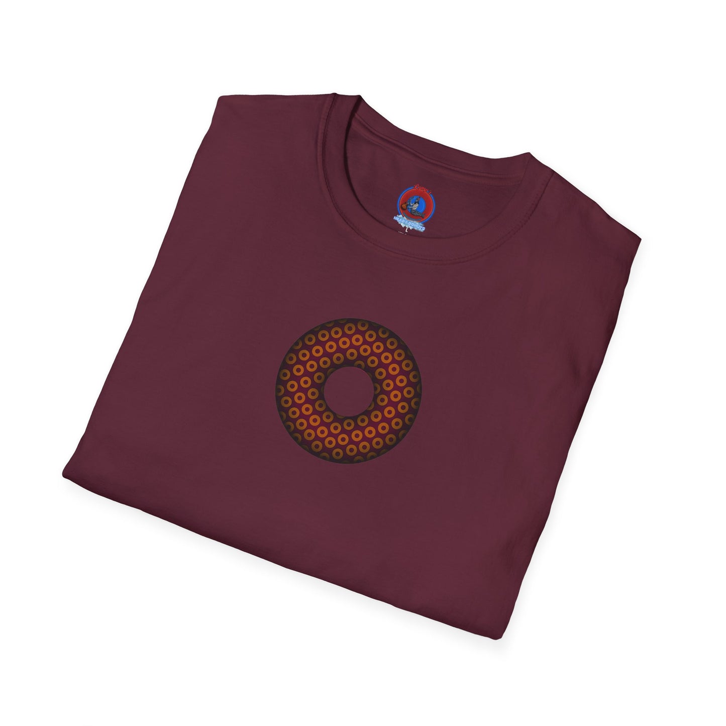 Plain Donuts/Unisex Soft-Style - "Plain Paradoxical Grided Donuts" - orange/burgundy donuts