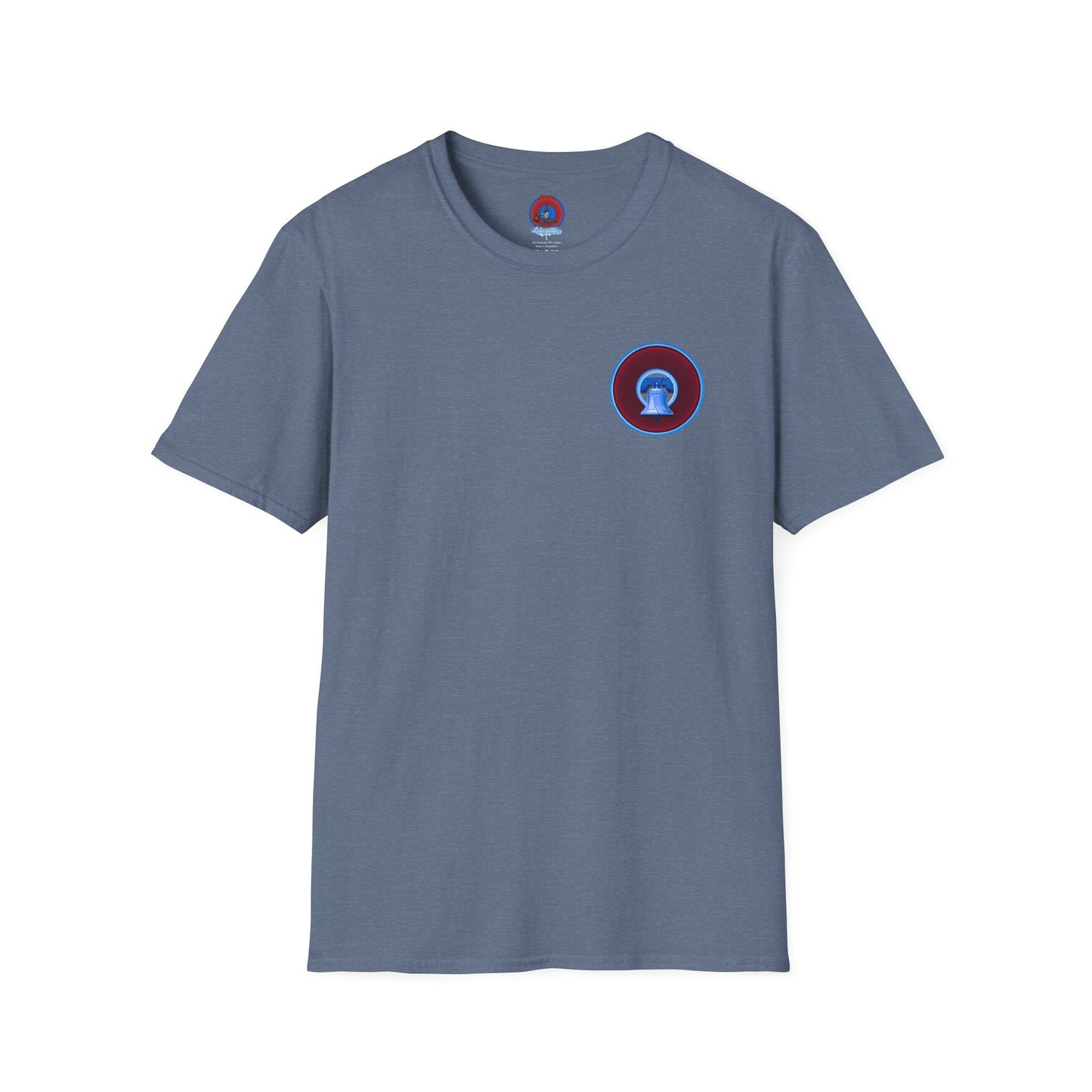 Classic Donut Tee - Unisex Soft-Style - "Brotherly Donuts Jawn" - vivid dark purple-red/light blue donut