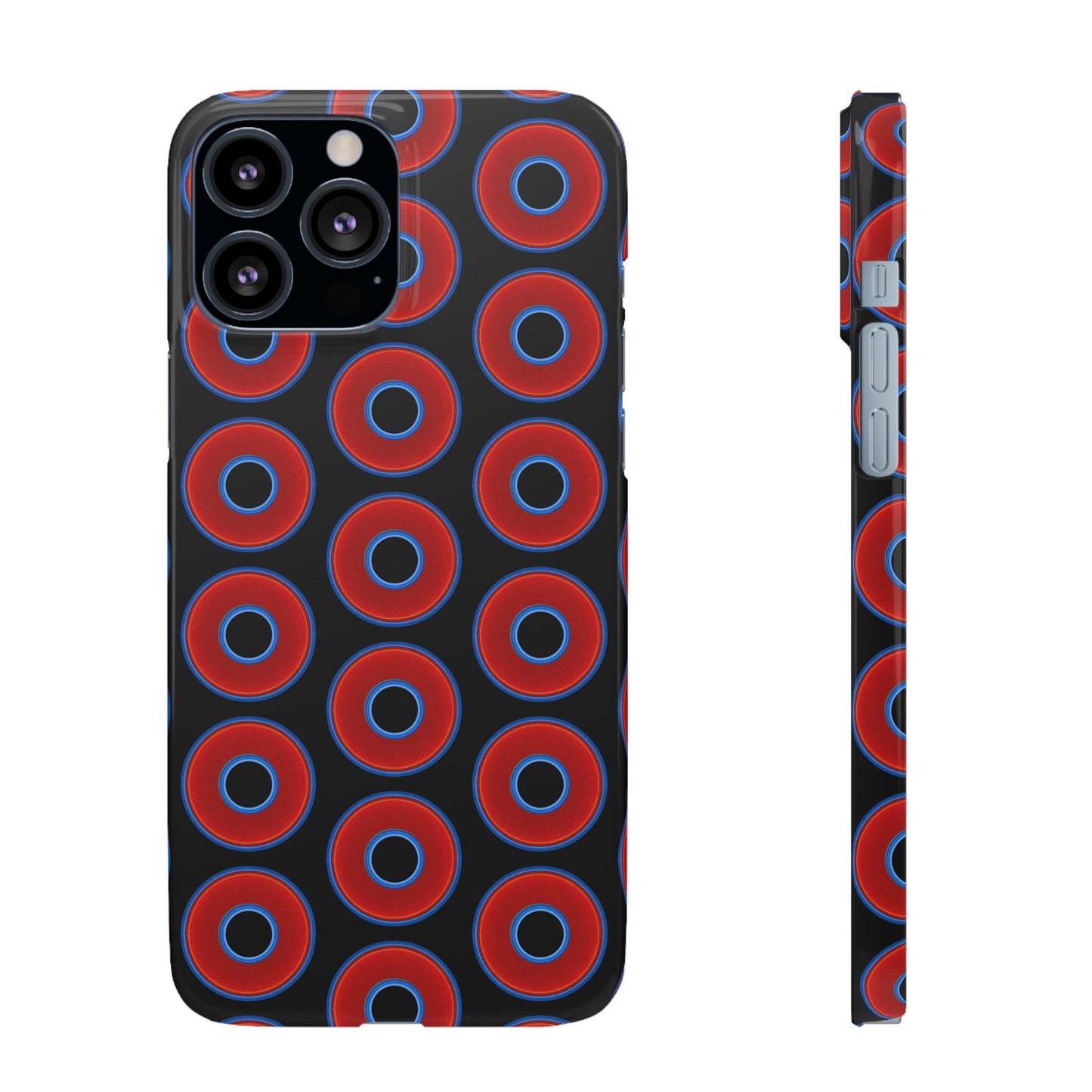 Lumpy Donut Snap Case - red vivid donut print w/black background
