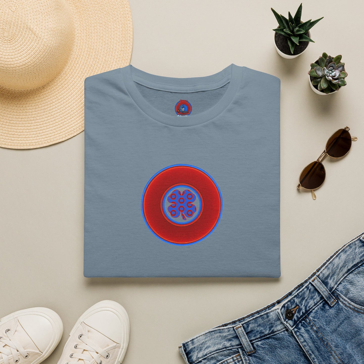 Classic Donut Tee - Unisex Soft-Style - "Patron Saint of Donuts" - St. Patrick's Day Donut -vivid red/blue donut - holiday edition - variant 3
