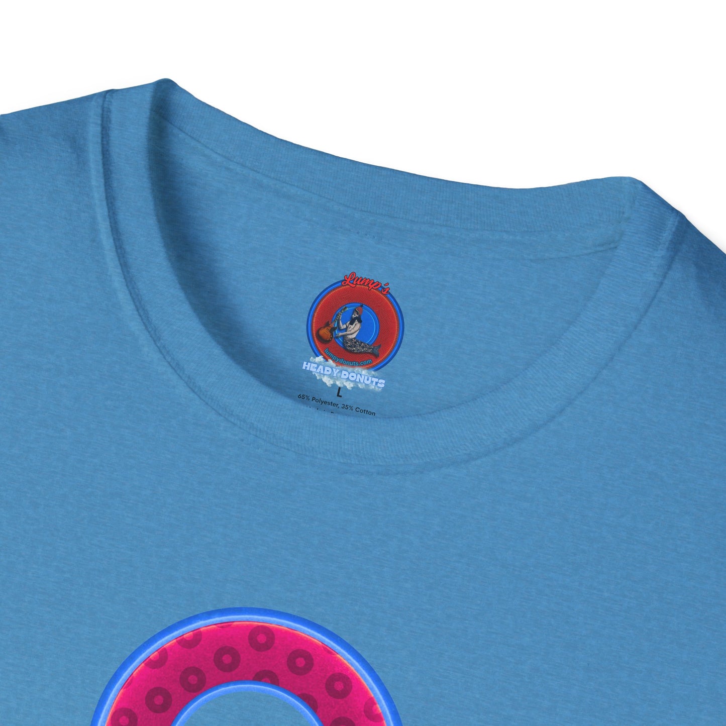 Plain Donuts/Unisex Soft-Style - "Plain Wide Mouthed Paradoxical Donuts" - bright magenta/light blue royal blue donuts