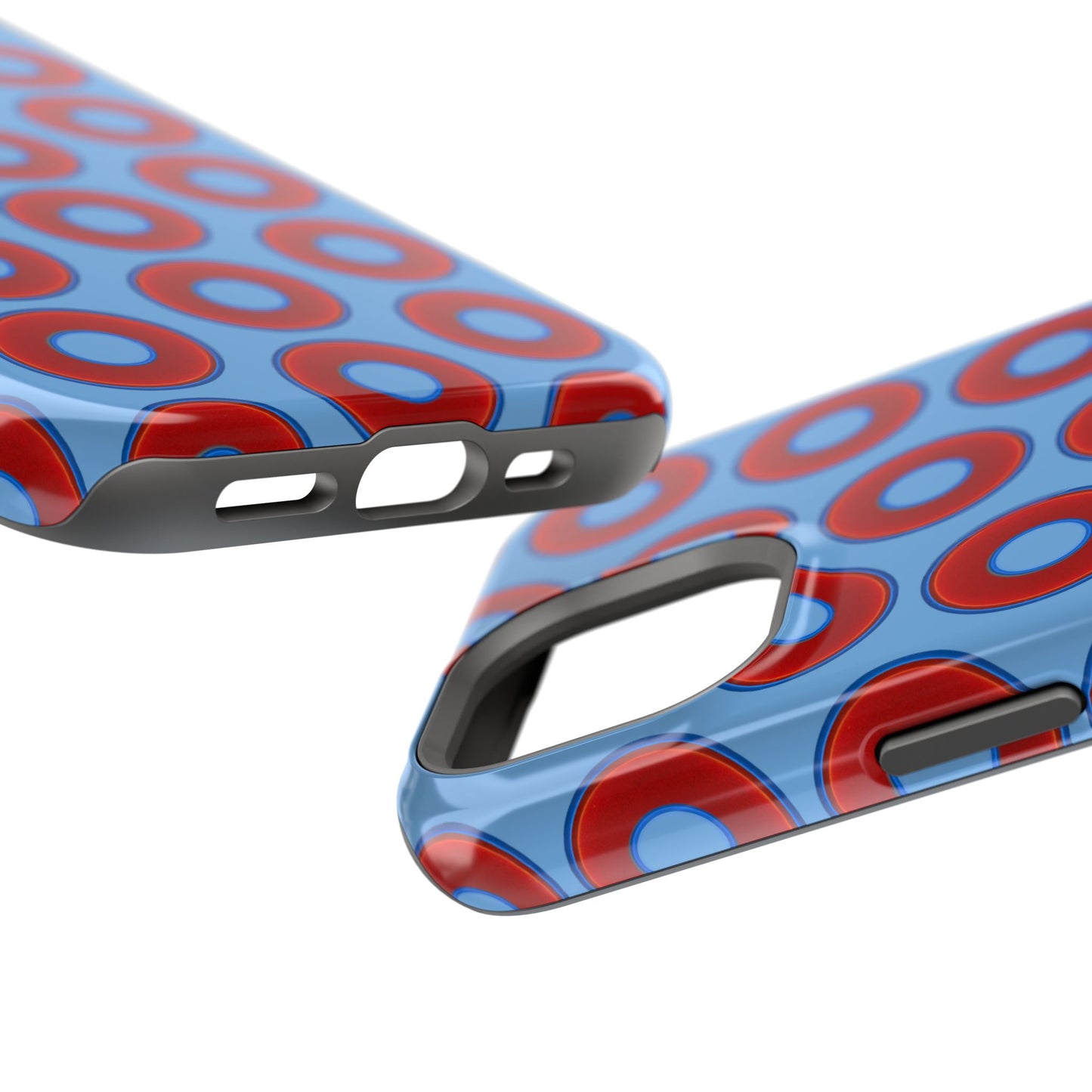 Impact-Resistant Lumpy Donut Case - red vivid donut print w/light blue background