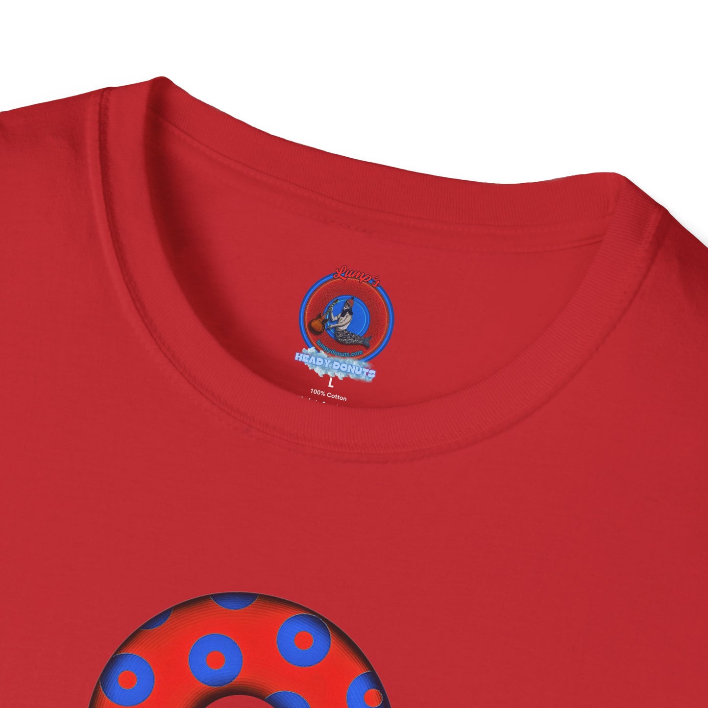Plain Donuts/Unisex Soft-Style - "Plain Blimpy Paradoxical Donuts" - red/blue donuts
