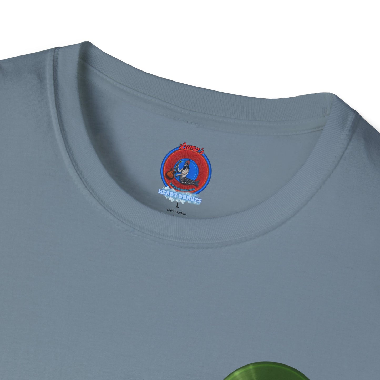 Classic Donut Tee - Unisex Soft-Style - "Rutherford's Staying Alive" - series 1.0 - variant 2 - green donut