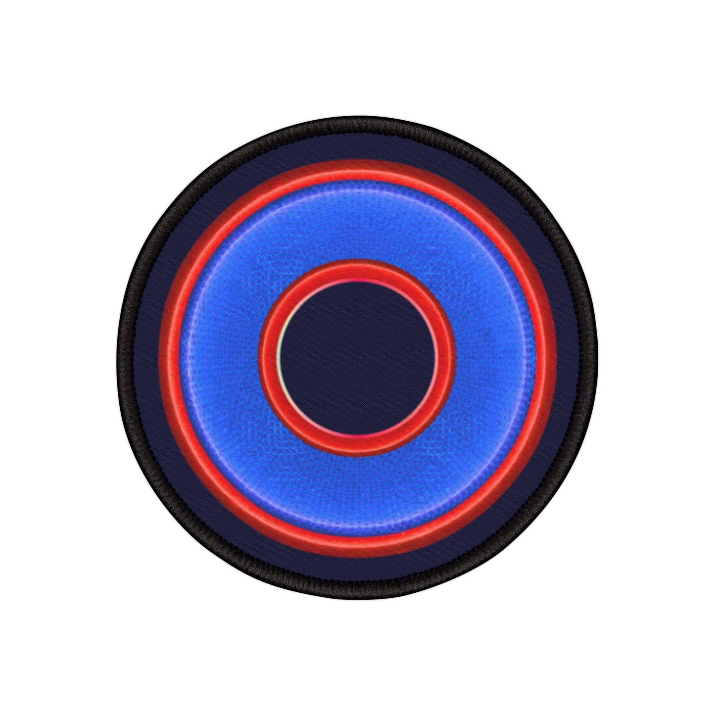 Iron-On Donut Patch - "Plain Rustic Donut" -blue/red rustic donut
