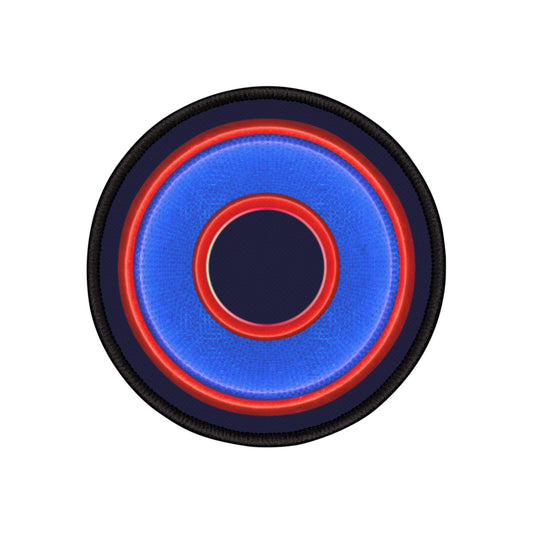 Iron-On Donut Patch - "Plain Rustic Donut" -blue/red rustic donut