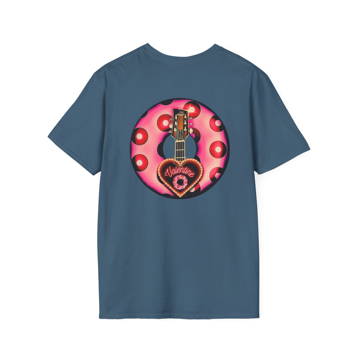 Classic Donut Tee - Unisex Soft-Style - "Would You Be My Donut?" - paradoxical faded magenta/red donut - variant 1