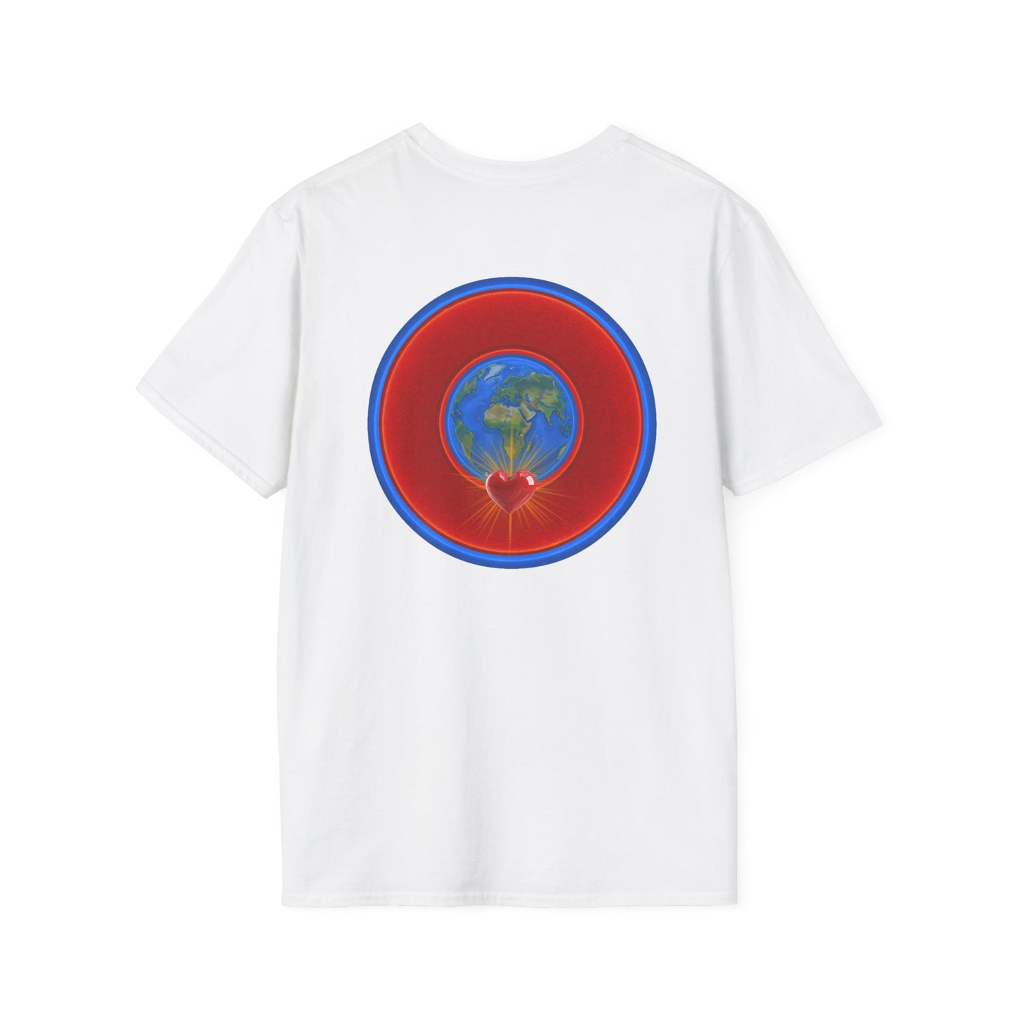 Classic Donut Tee - Unisex Soft-Style - "Soul Donut - We Keep on Rollin' Dough" - vivid red planetary donut - variant 2 [*charitable print - 50% of profit to The Nature Conservatory]