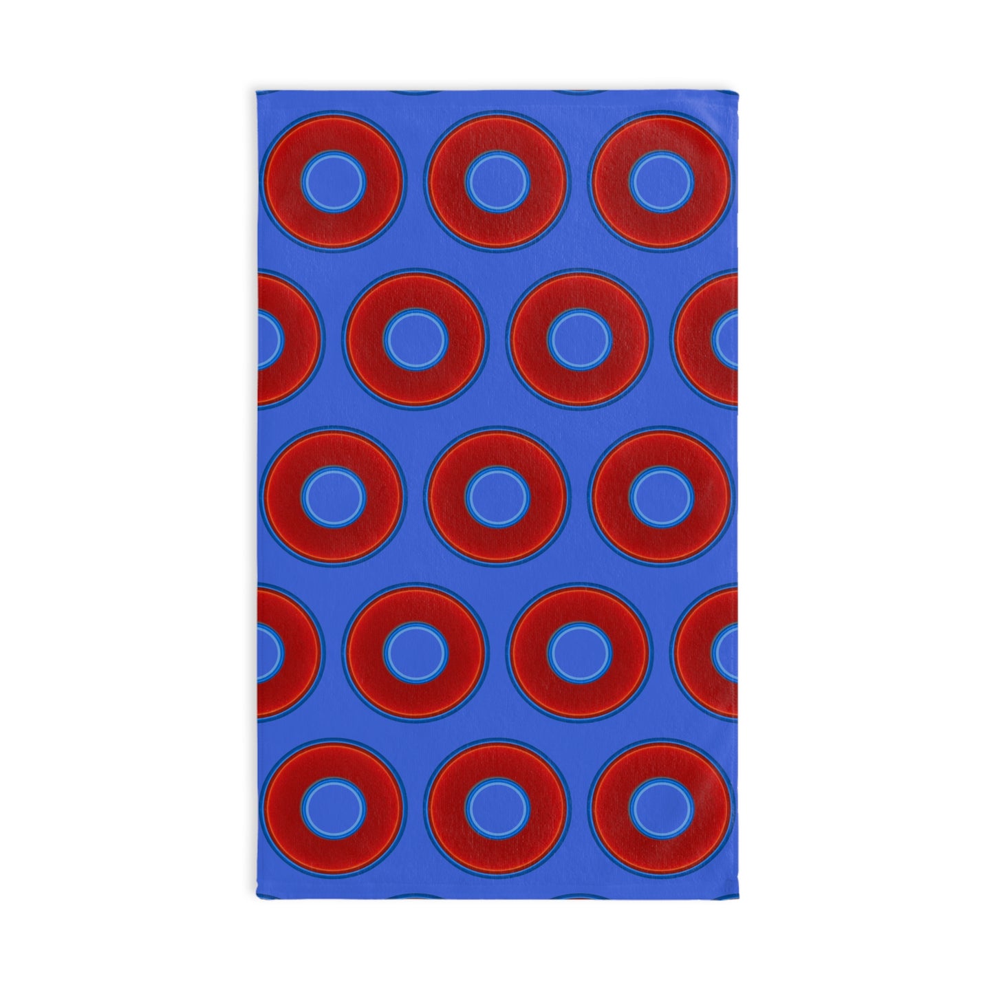 Lumpy Kitchen/Hand Towels - vivid red donuts w/royal blue background