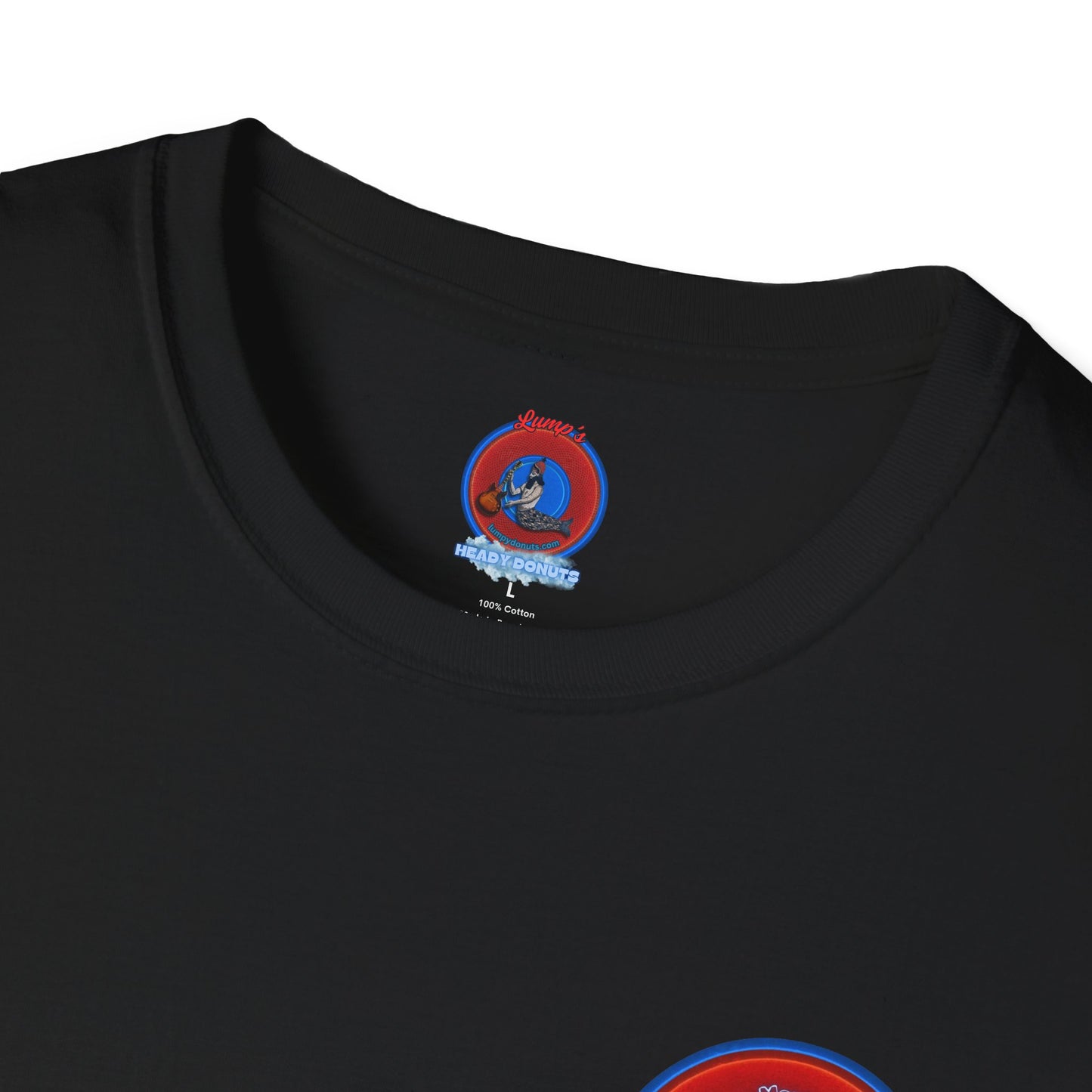 Classic Donut Tee - Unisex Soft-Style - "Phishmas Caroler's Tee " - vivid red/blue donut - variant 3