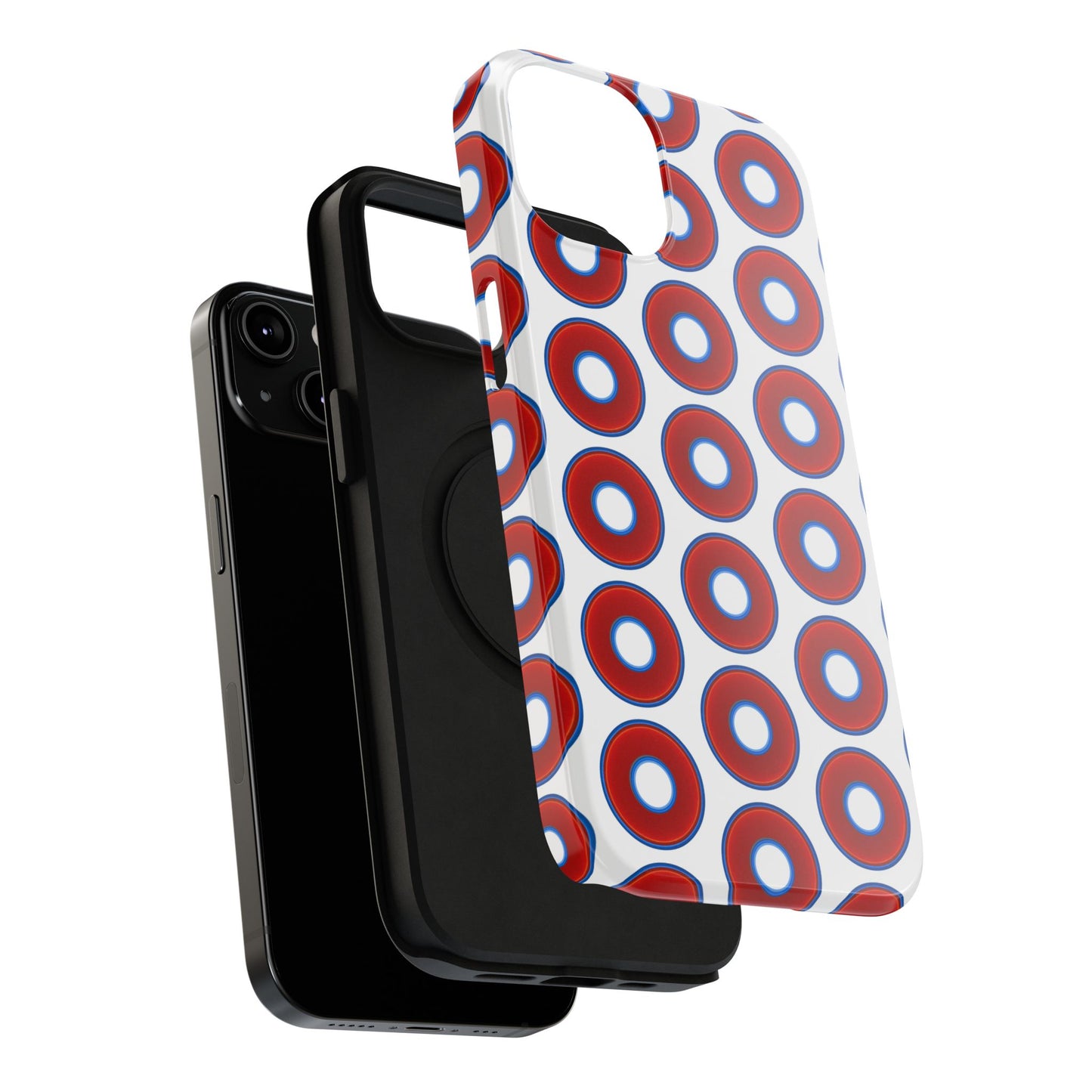 Impact-Resistant Lumpy Donut Case - red vivid donut print w/white background
