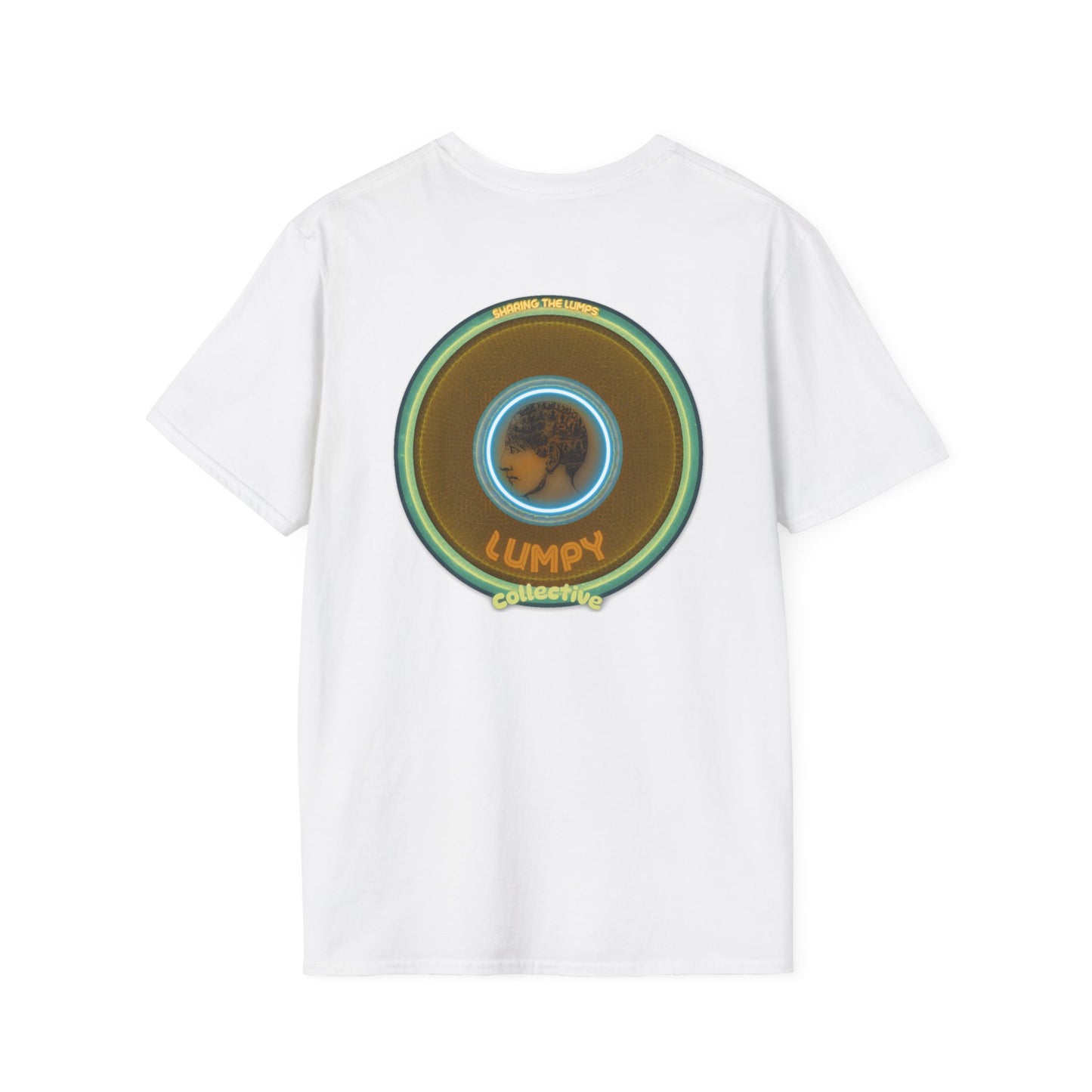 Classic Donut Tee - Unisex Soft-Style - "Lumpy Collective Donut" - bronze/green lumpy donut - variant 5