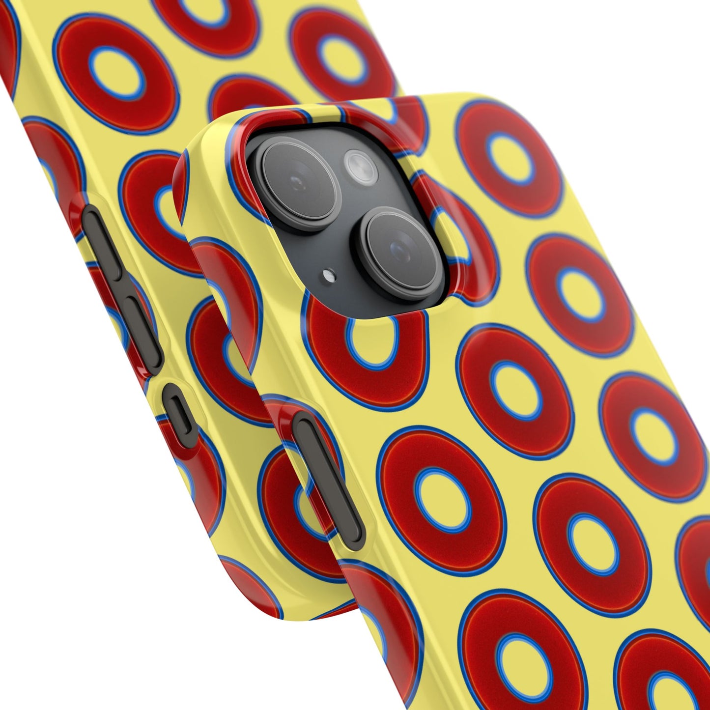 Lumpy Donut Snap Case - red vivid donut print w/yellow background