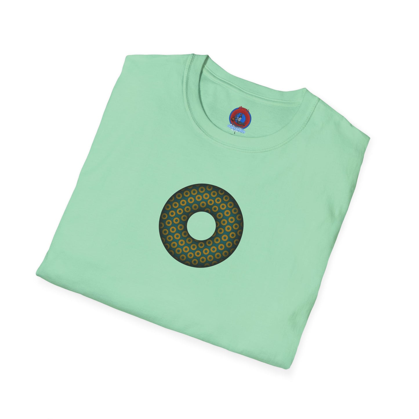 Plain Donuts/Unisex Soft-Style - "Plain Paradoxical Grided Donuts" - midnight gold/midnight teal donuts